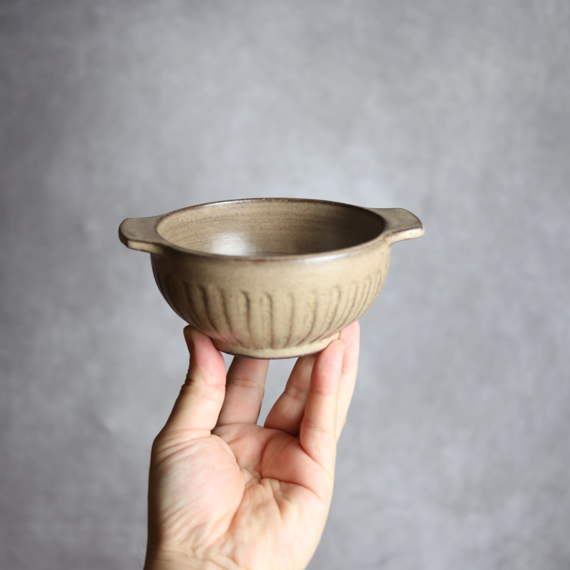 スープボウル1 サンドベージュ 縞 小 やちむん 陶器 cerca やちむん 陶器.