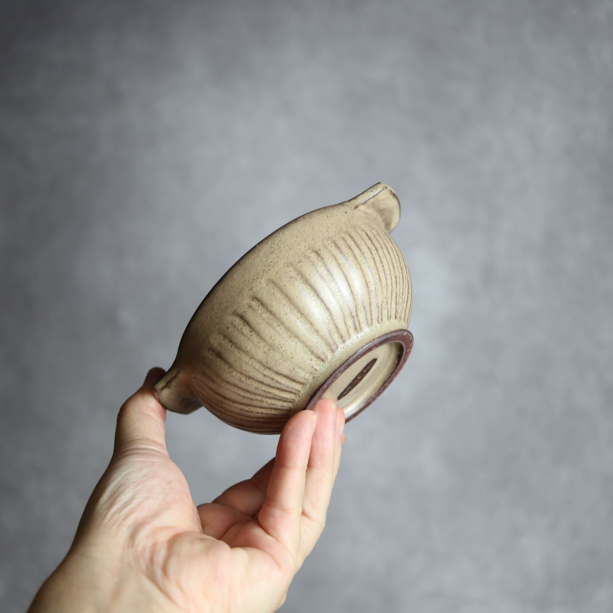 スープボウル1 サンドベージュ 縞 小 やちむん 陶器 cerca やちむん 陶器.