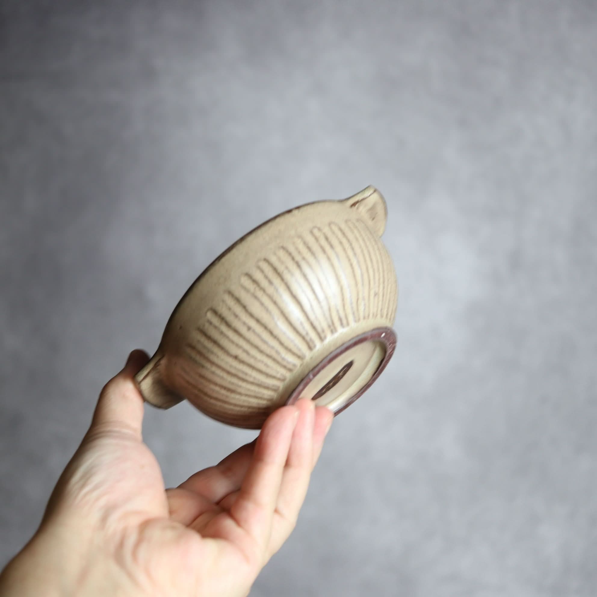 スープボウル1 サンドベージュ 縞 小 やちむん 陶器 cerca やちむん 陶器.