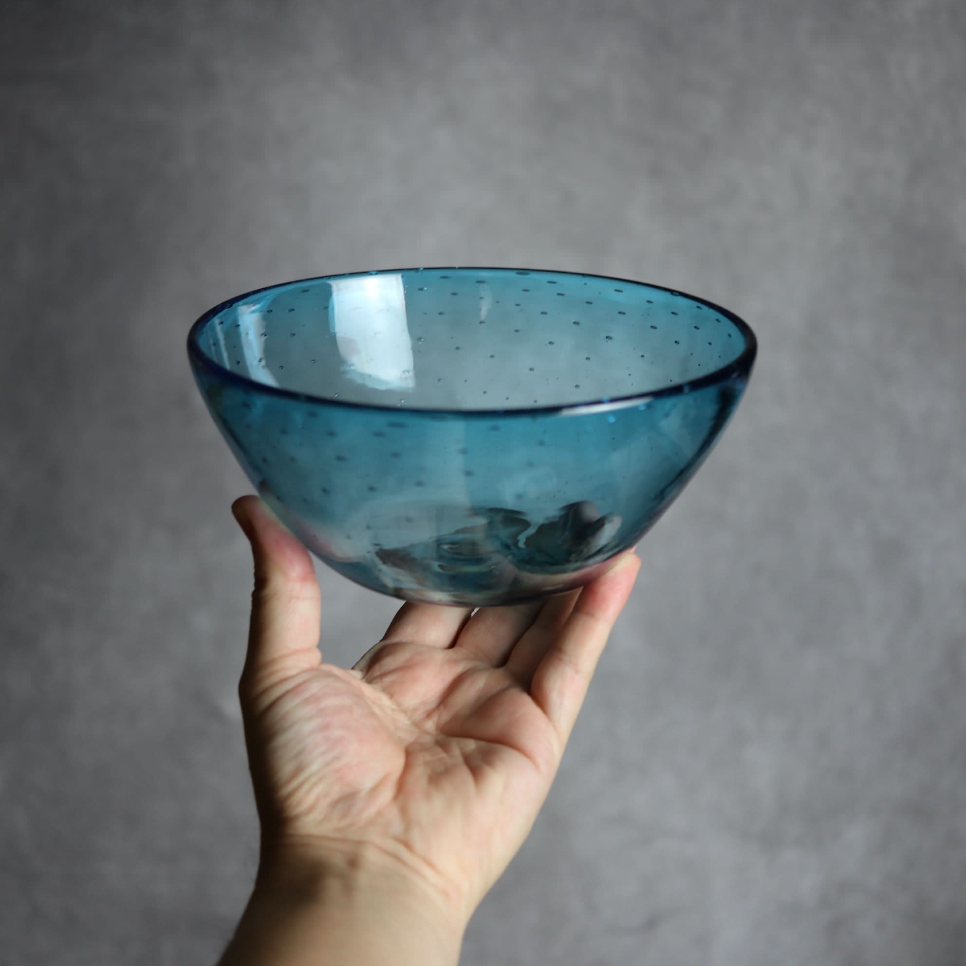 気泡ボウル 小 水色 琉球ガラス ガラス工房清天 琉球ガラス.