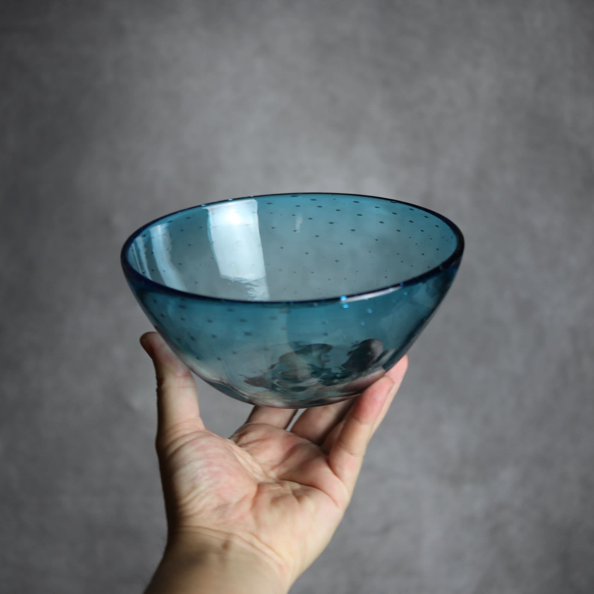 気泡ボウル 小 水色 琉球ガラス ガラス工房清天 琉球ガラス.