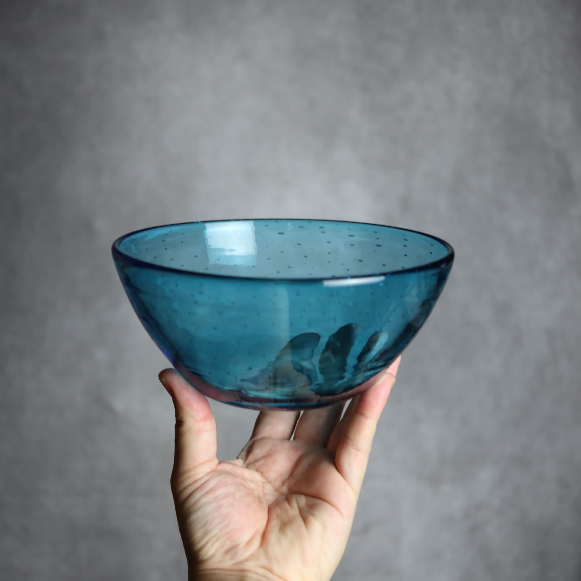 気泡ボウル 小 水色 琉球ガラス ガラス工房清天 琉球ガラス.