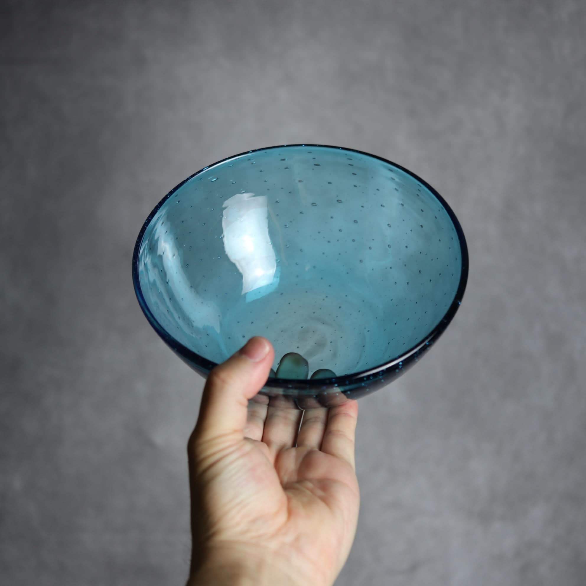 気泡ボウル 小 水色 琉球ガラス ガラス工房清天 琉球ガラス.