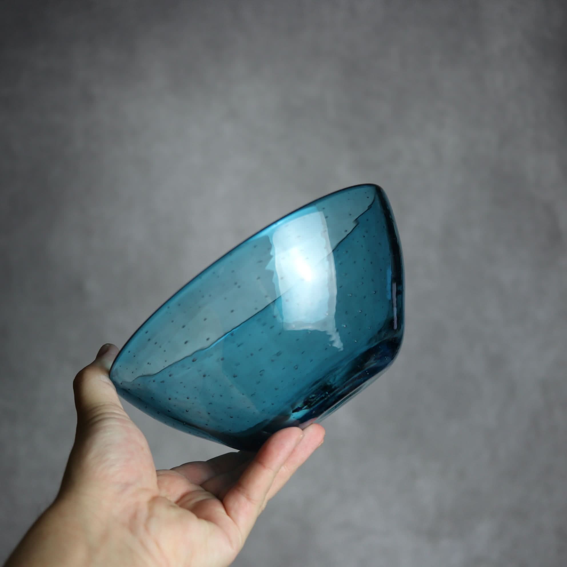 気泡ボウル 小 水色 琉球ガラス ガラス工房清天 琉球ガラス.