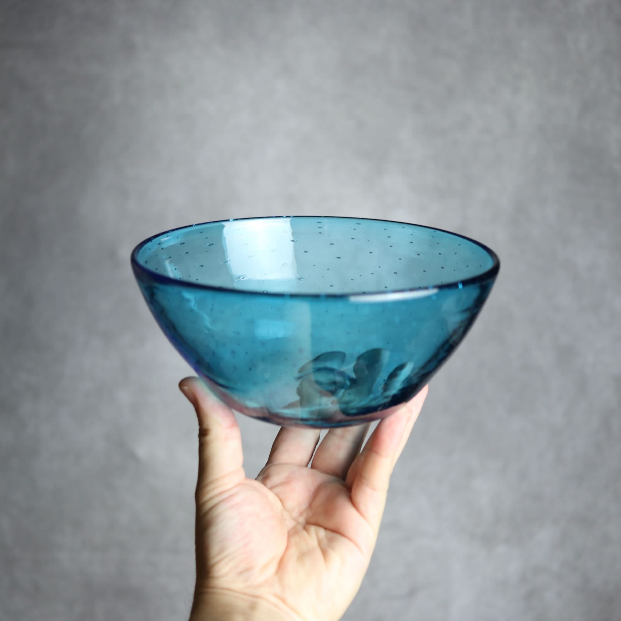気泡ボウル 小 水色 琉球ガラス ガラス工房清天 琉球ガラス.