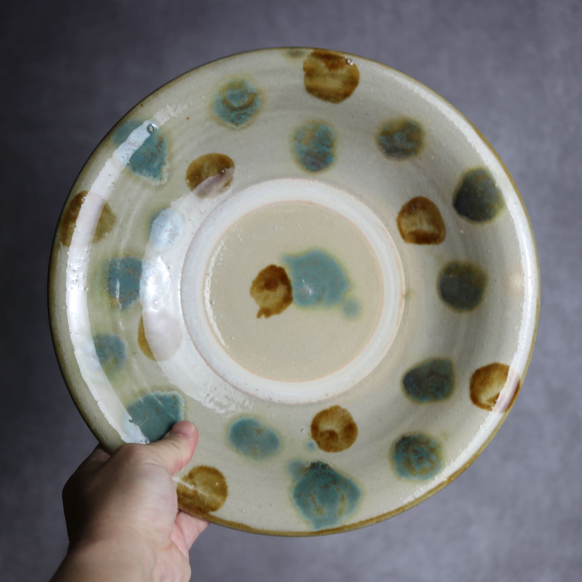 9寸皿1 三彩 点打 やちむん 陶器 北窯 松田米司工房 やちむん 陶器.