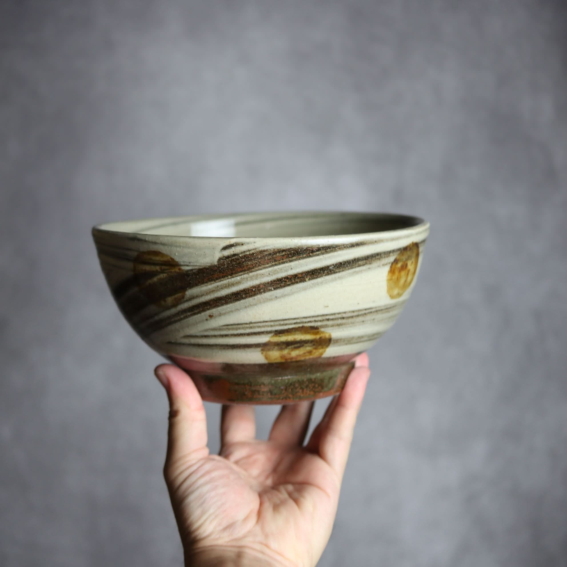 6寸鉢4 飴釉 刷毛目 点打 やちむん 陶器 北窯 松田米司工房 やちむん 陶器.