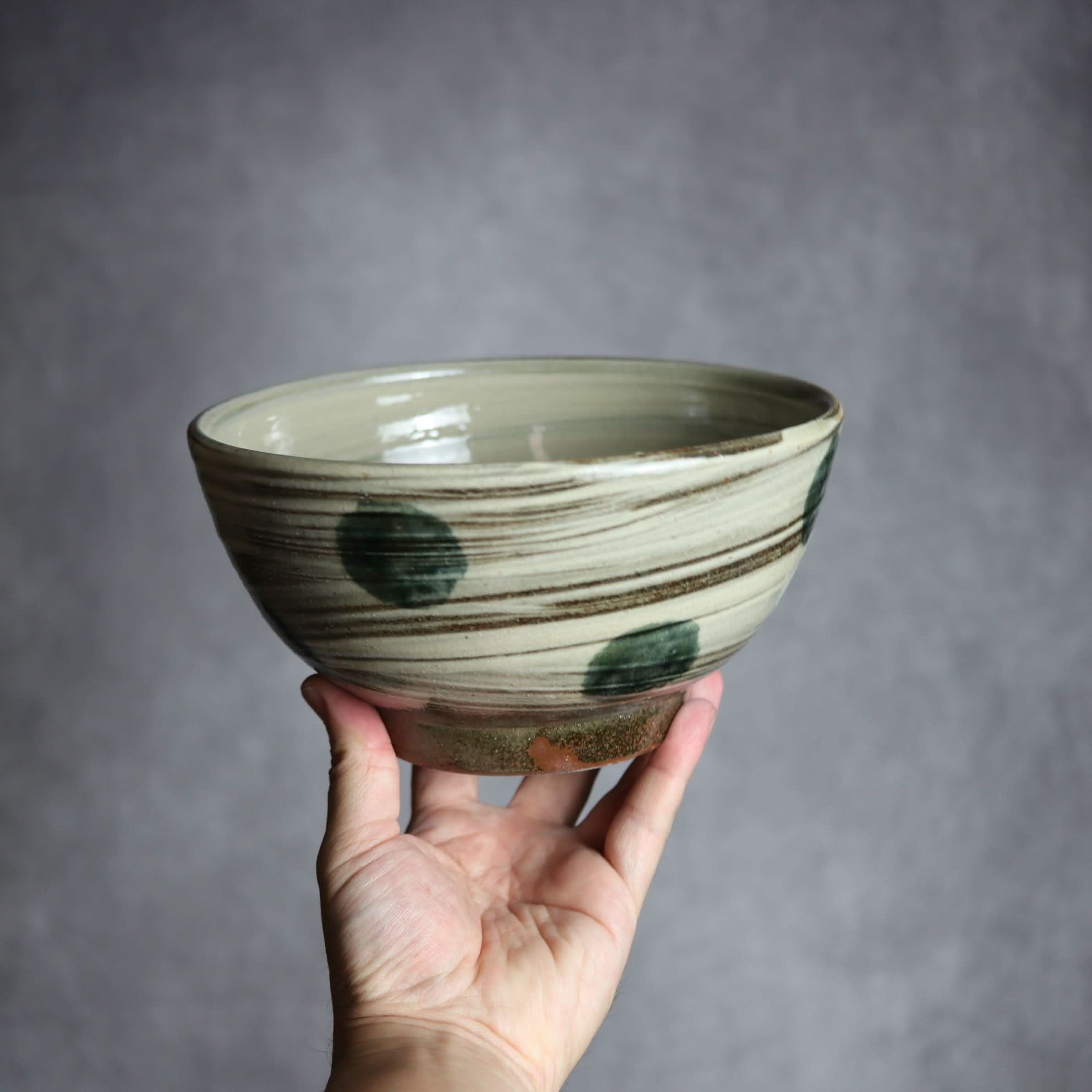 6寸鉢3 呉須釉 刷毛目 点打 やちむん 陶器 北窯 松田米司工房 やちむん 陶器.