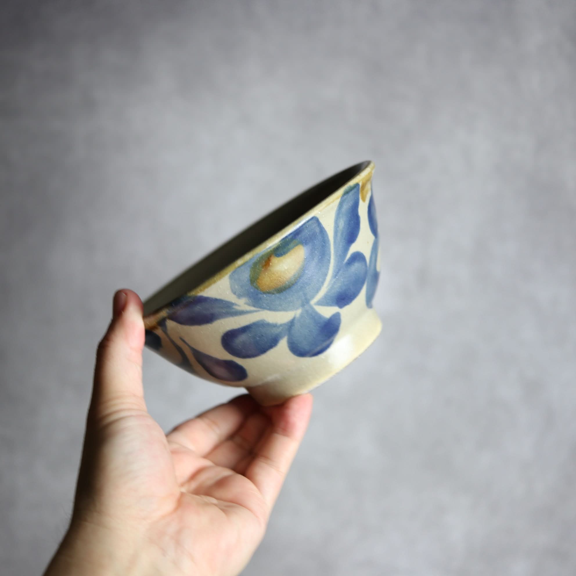 5寸マカイ1 飴 呉須釉 菊唐草 やちむん 陶器 北窯 松田米司工房 やちむん 陶器.
