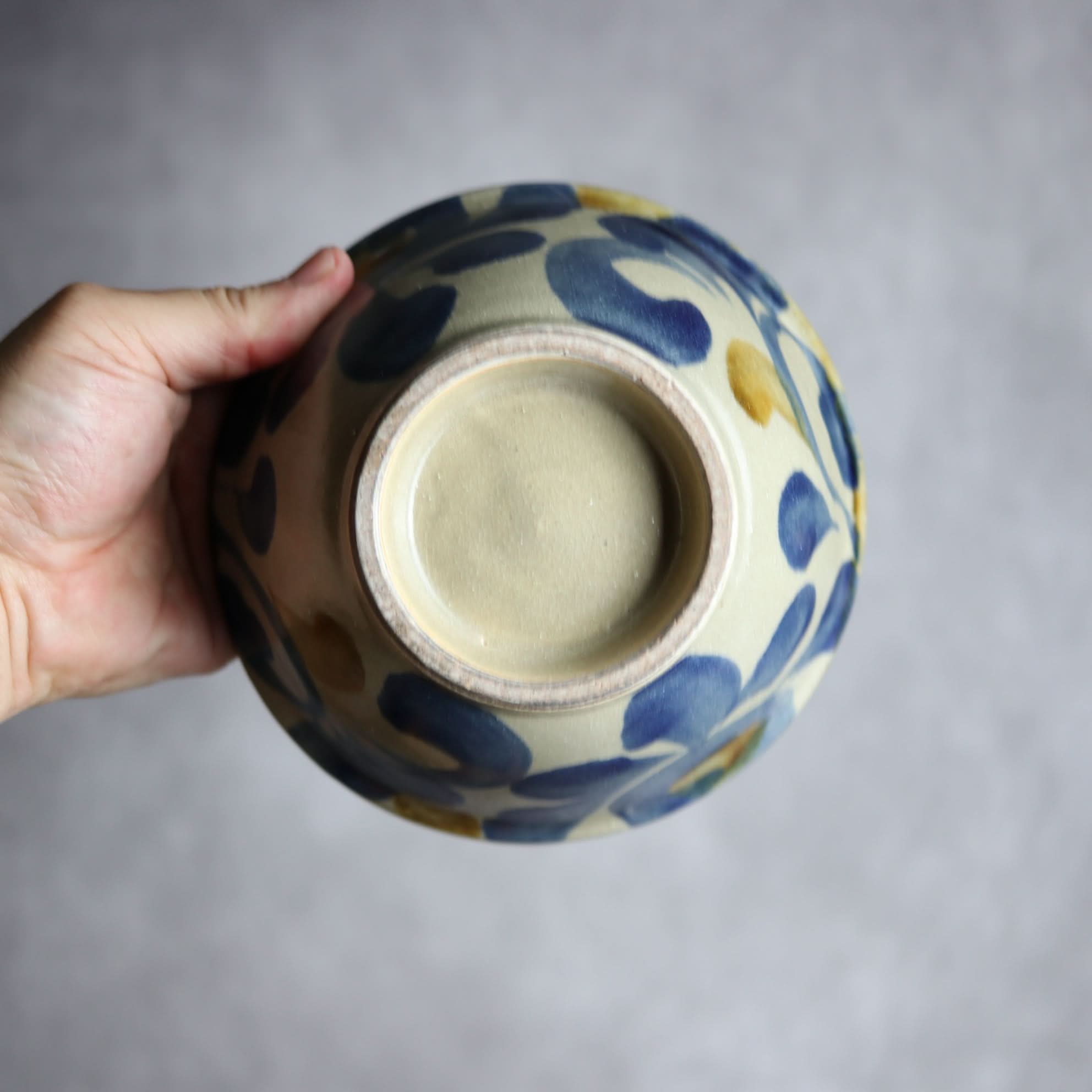 5寸マカイ1 飴 呉須釉 菊唐草 やちむん 陶器 北窯 松田米司工房 やちむん 陶器.