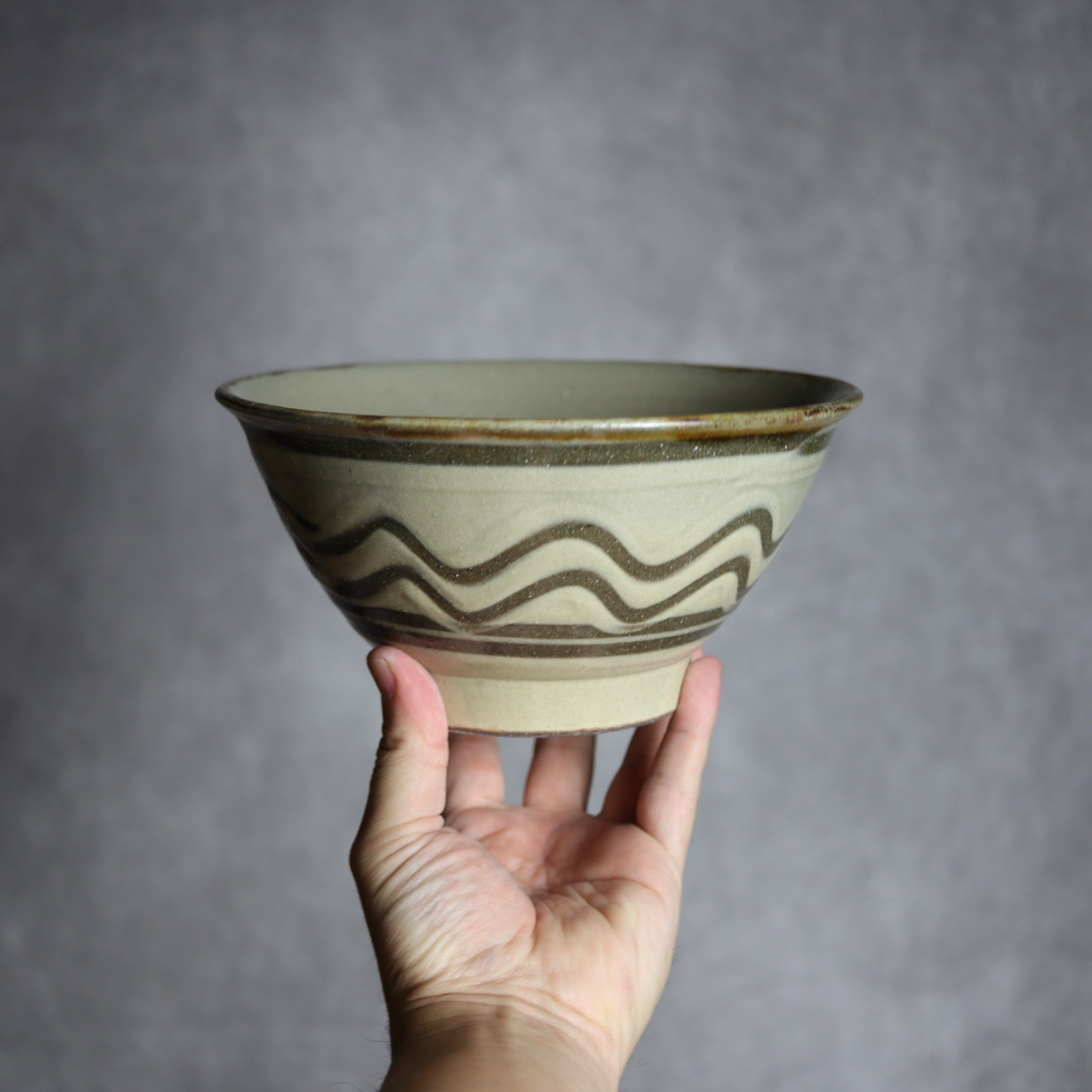 6寸マカイ1 飴釉 指描 やちむん 陶器 北窯 松田米司工房 やちむん 陶器.