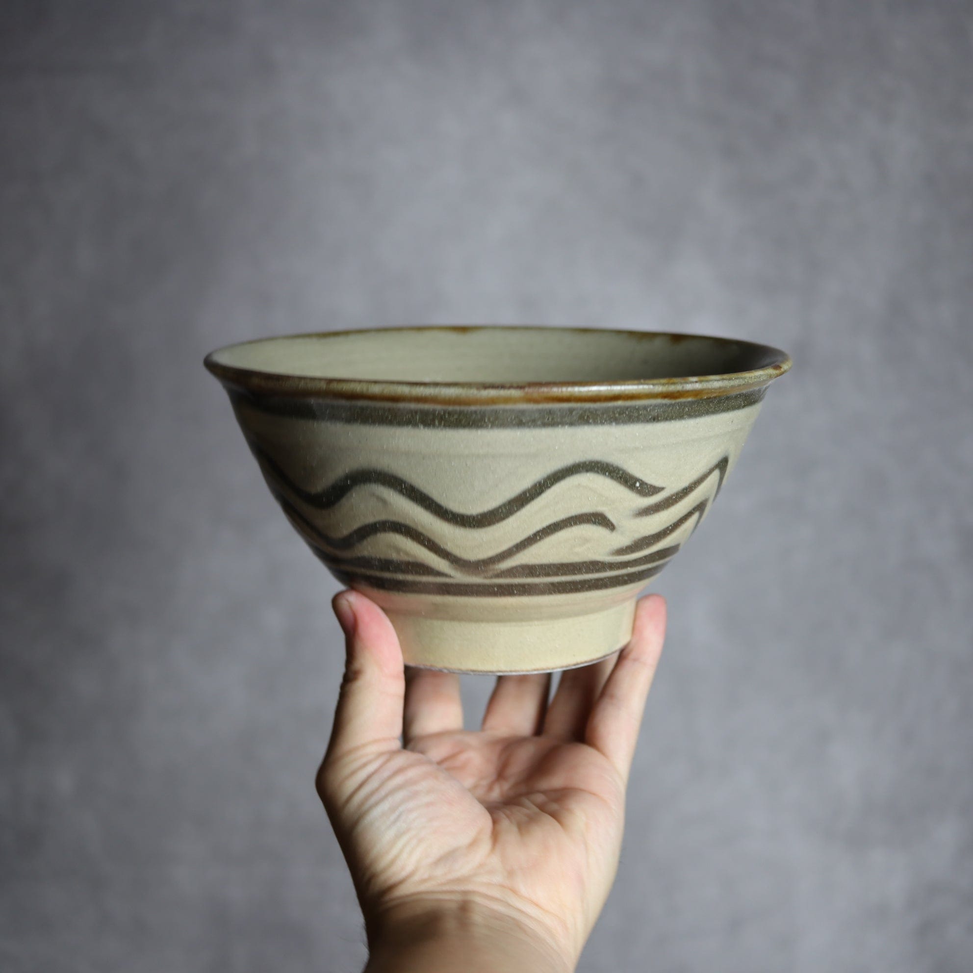 6寸マカイ1 飴釉 指描 やちむん 陶器 北窯 松田米司工房 やちむん 陶器.
