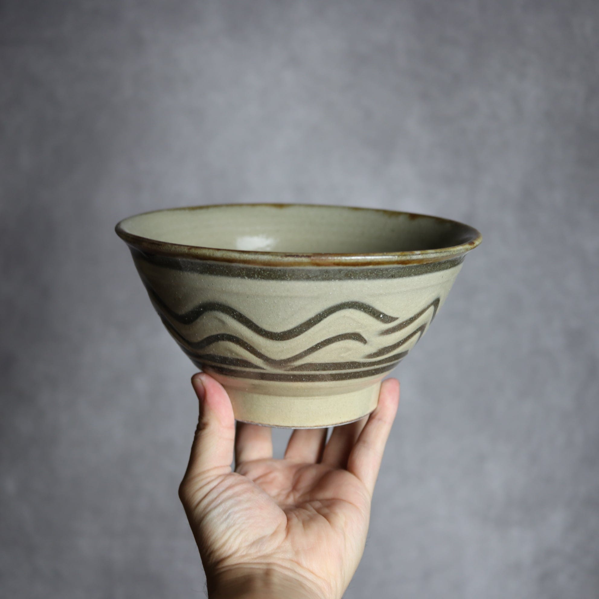 6寸マカイ1 飴釉 指描 やちむん 陶器 北窯 松田米司工房 やちむん 陶器.
