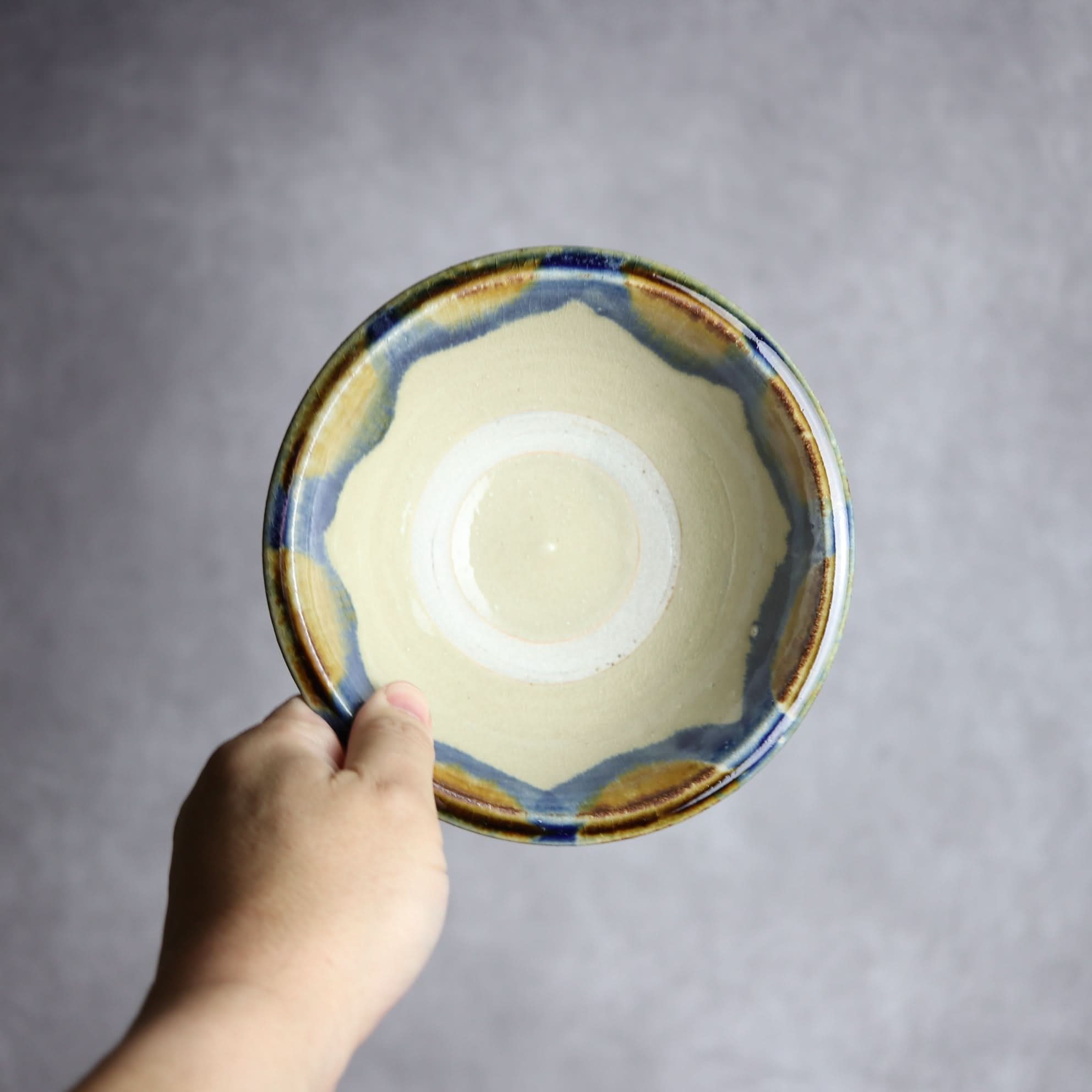 5寸ワンブー1 飴 呉須釉 海波紋 やちむん 陶器 北窯 松田米司工房 やちむん 陶器.
