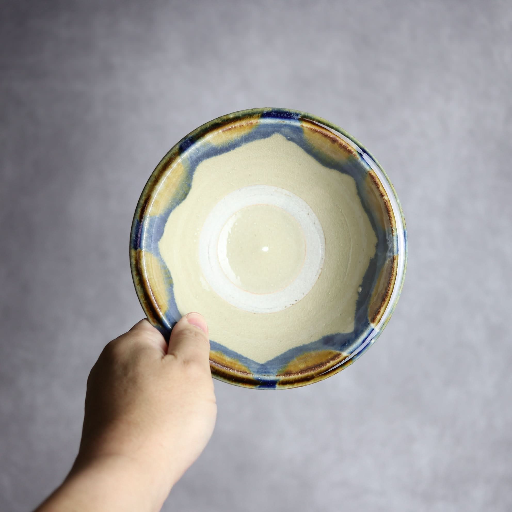 5寸ワンブー1 飴 呉須釉 海波紋 やちむん 陶器 北窯 松田米司工房 やちむん 陶器.