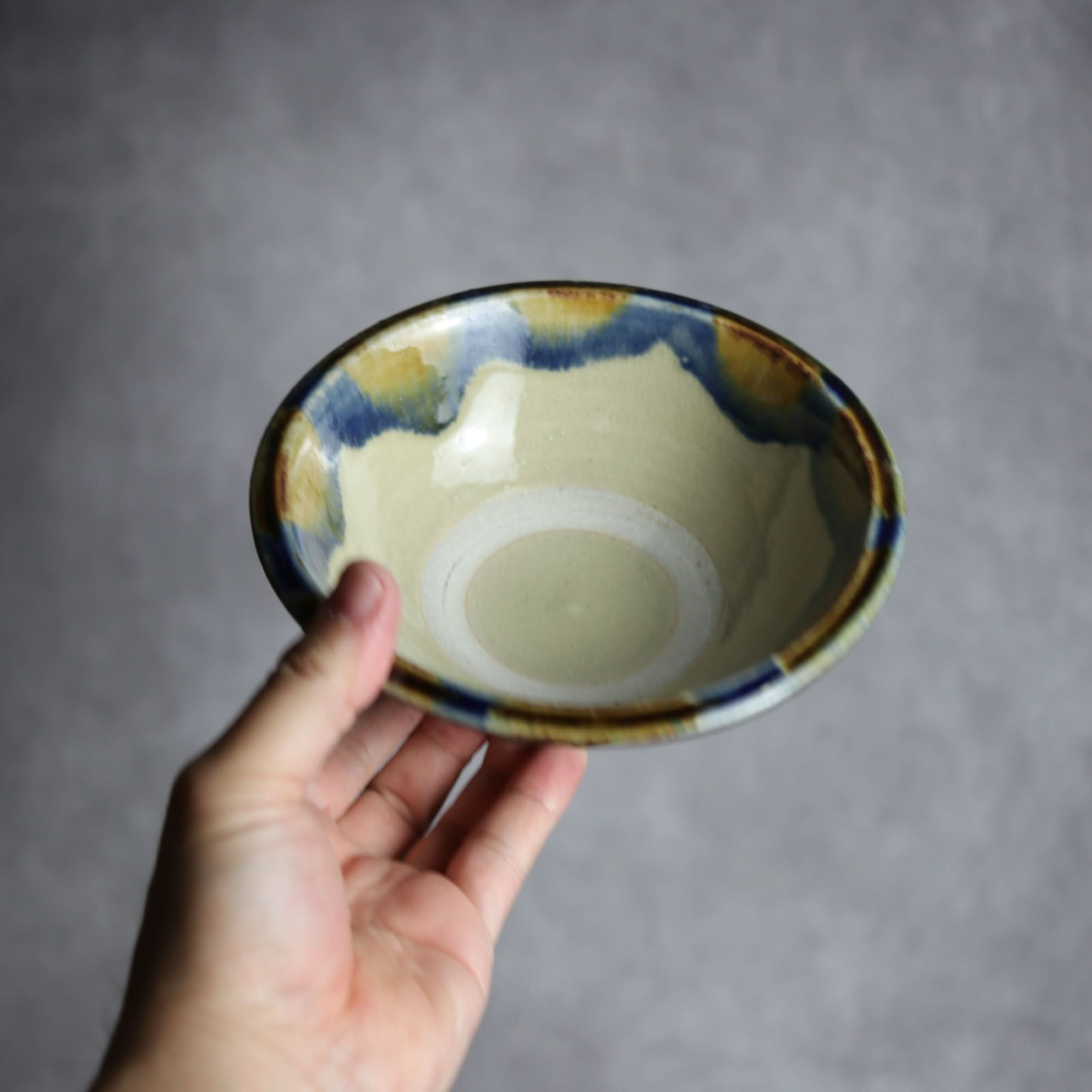 5寸ワンブー1 飴 呉須釉 海波紋 やちむん 陶器 北窯 松田米司工房 やちむん 陶器.