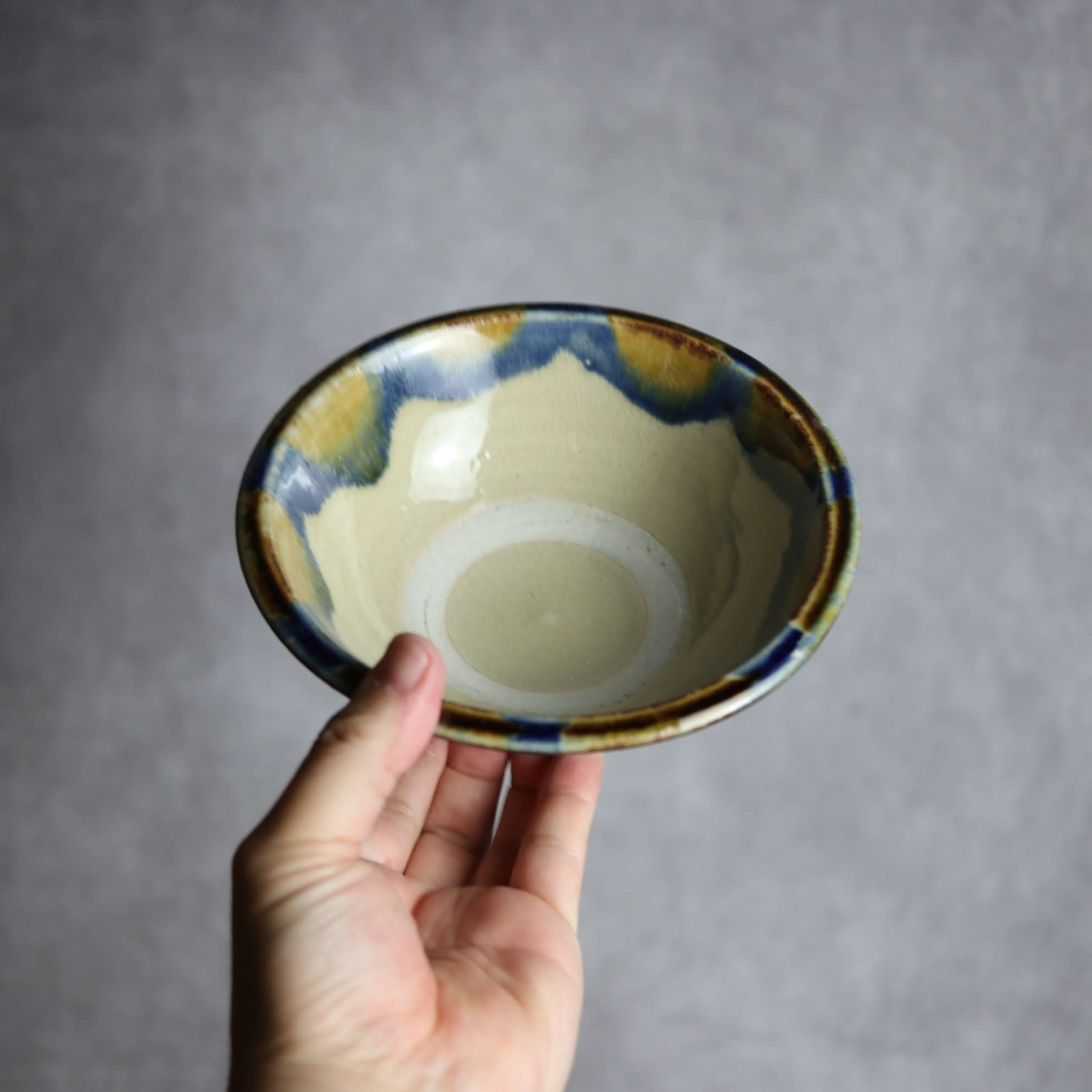 5寸ワンブー1 飴 呉須釉 海波紋 やちむん 陶器 北窯 松田米司工房 やちむん 陶器.