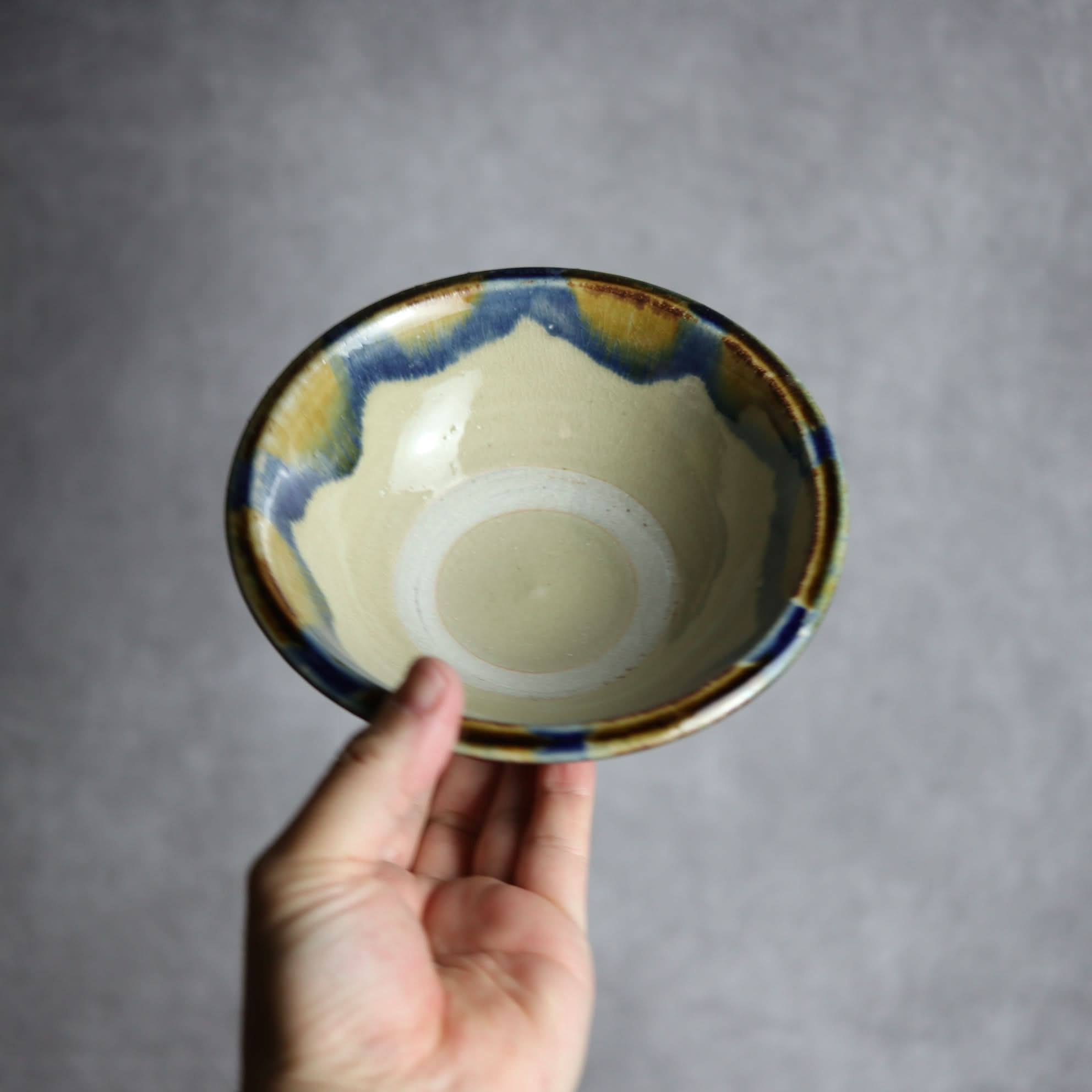 5寸ワンブー1 飴 呉須釉 海波紋 やちむん 陶器 北窯 松田米司工房 やちむん 陶器.