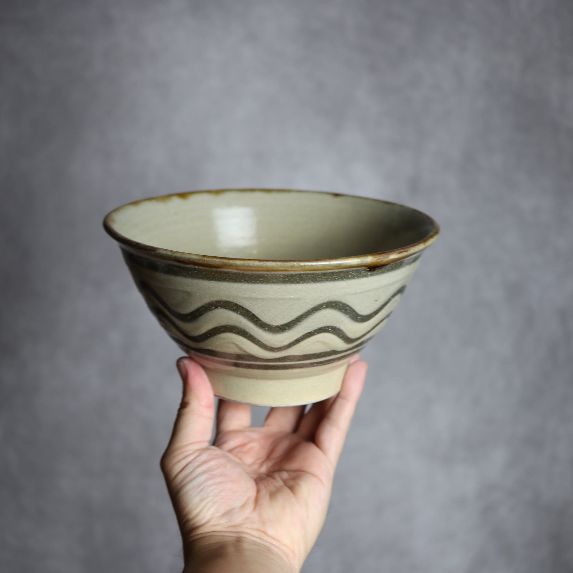 6寸マカイ1 飴釉 指描 やちむん 陶器 北窯 松田米司工房 やちむん 陶器.