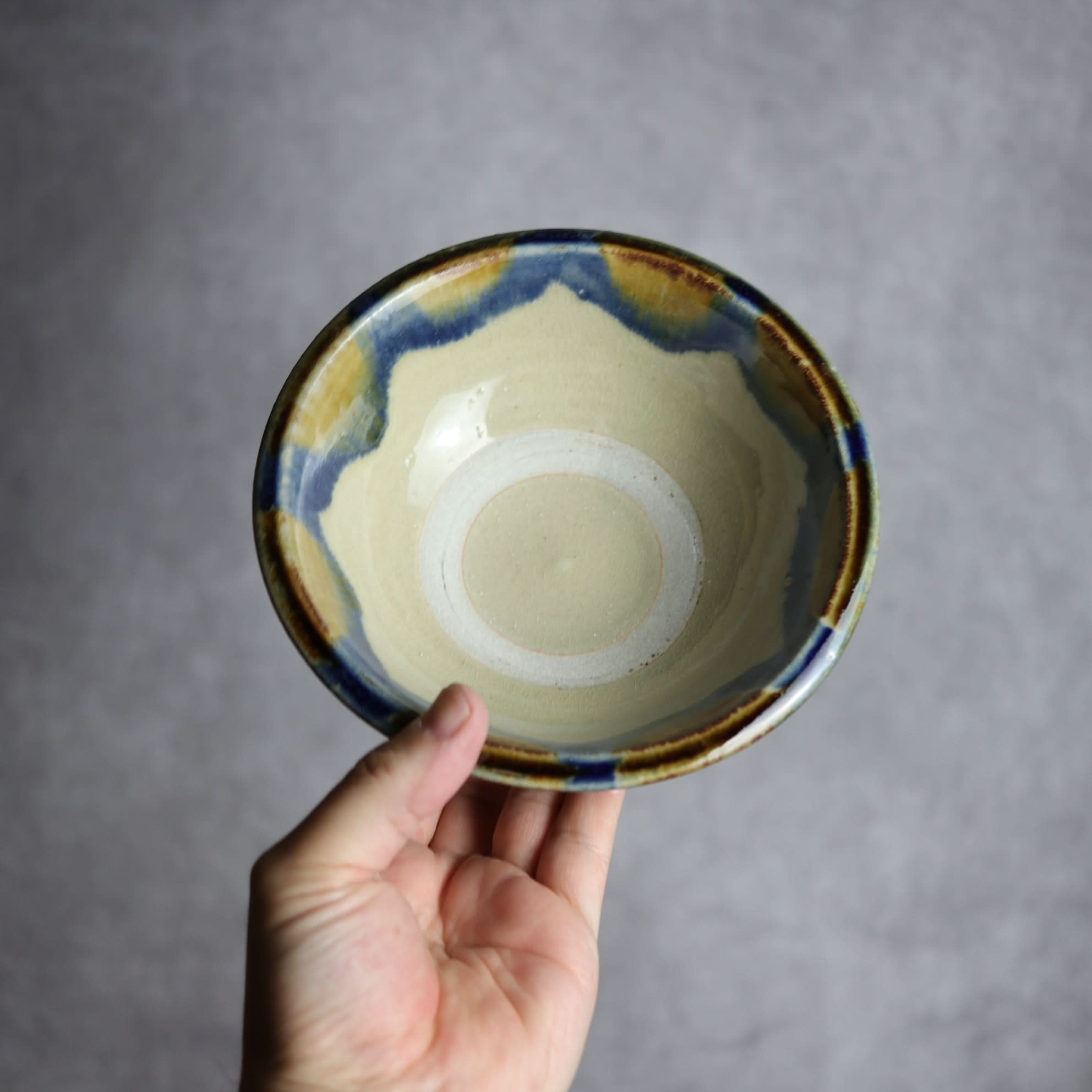 5寸ワンブー1 飴 呉須釉 海波紋 やちむん 陶器 北窯 松田米司工房 やちむん 陶器.