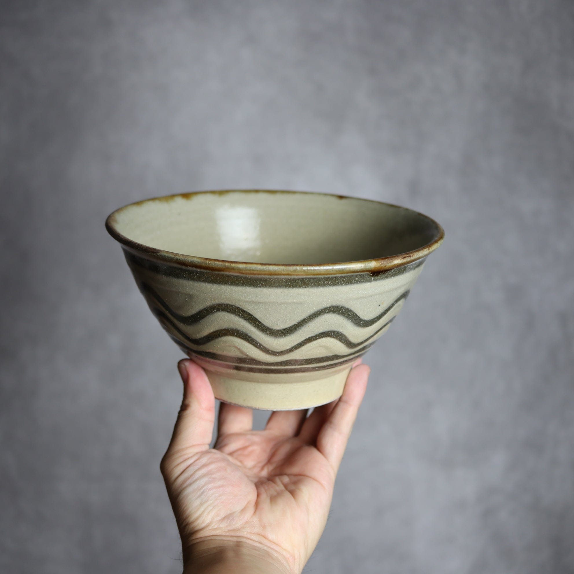 6寸マカイ1 飴釉 指描 やちむん 陶器 北窯 松田米司工房 やちむん 陶器.