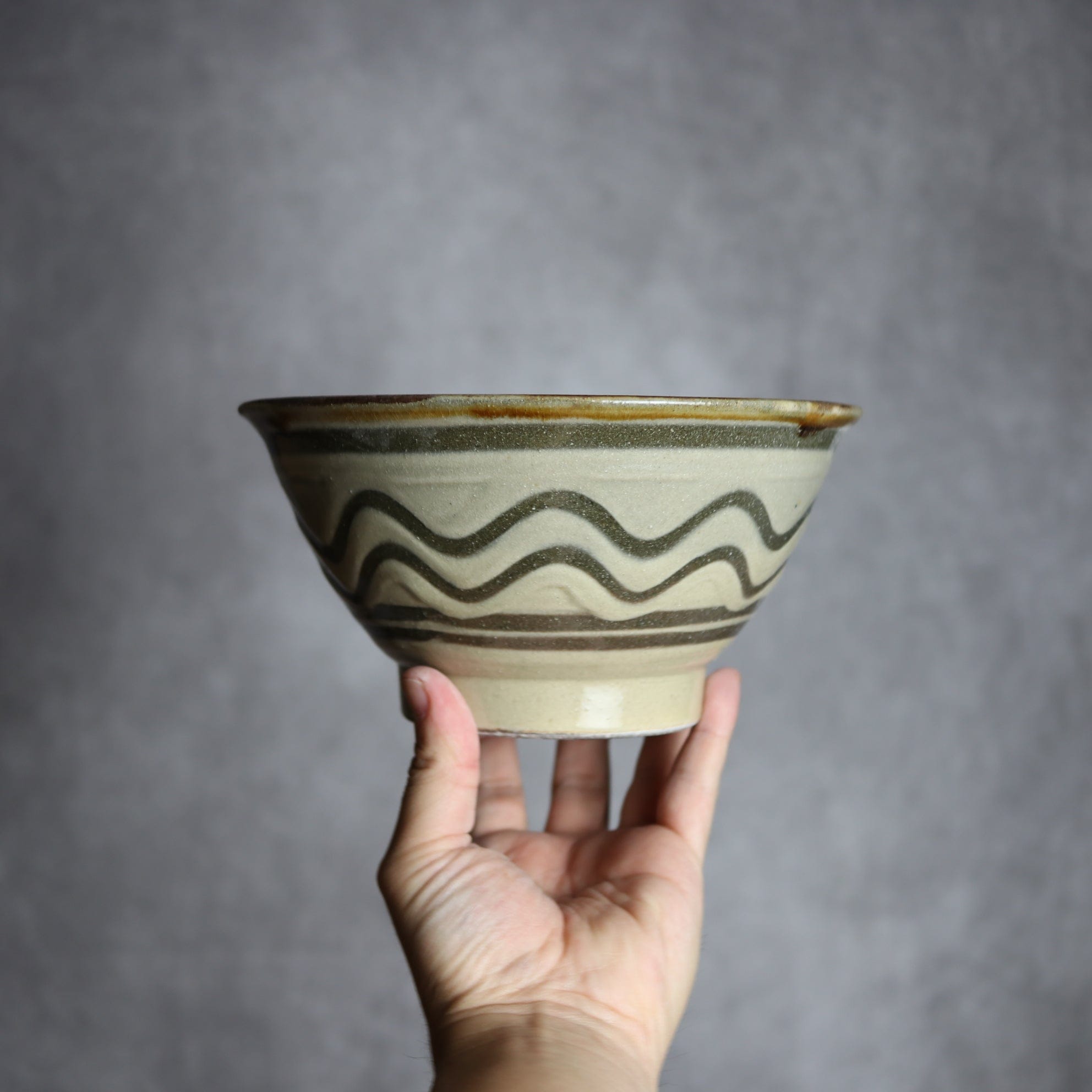 6寸マカイ1 飴釉 指描 やちむん 陶器 北窯 松田米司工房 やちむん 陶器.