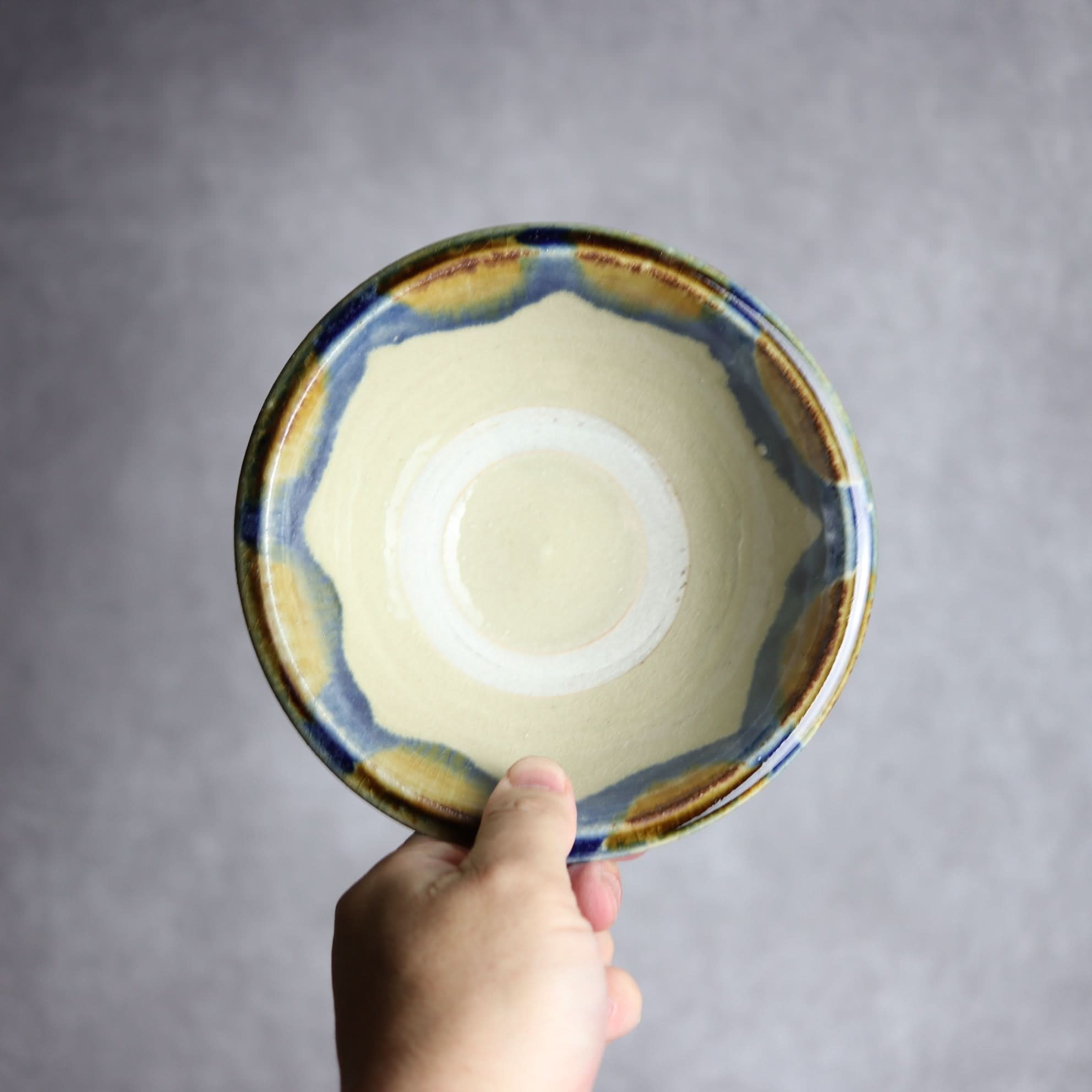 5寸ワンブー1 飴 呉須釉 海波紋 やちむん 陶器 北窯 松田米司工房 やちむん 陶器.