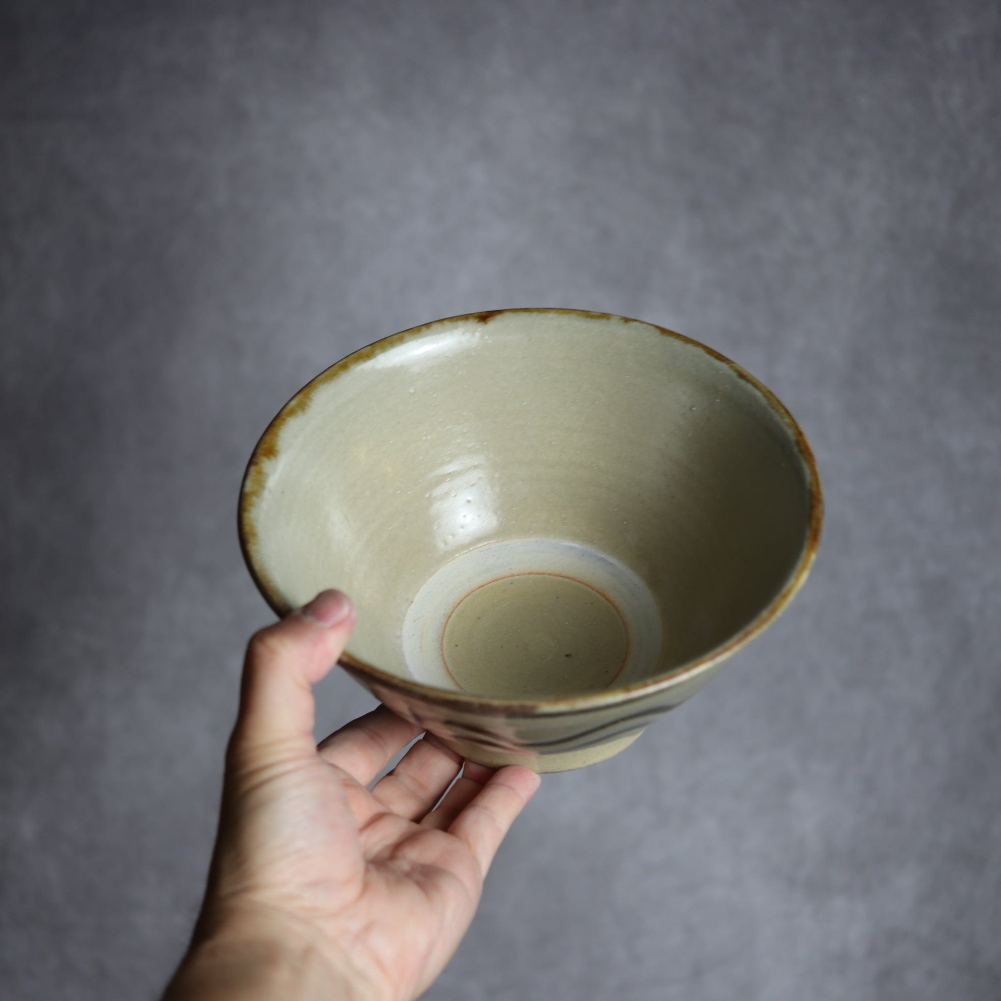 北窯 松田米司工房 - 6寸マカイ1 飴釉 指描 やちむん 陶器 北窯 松田米司工房 - mundasui