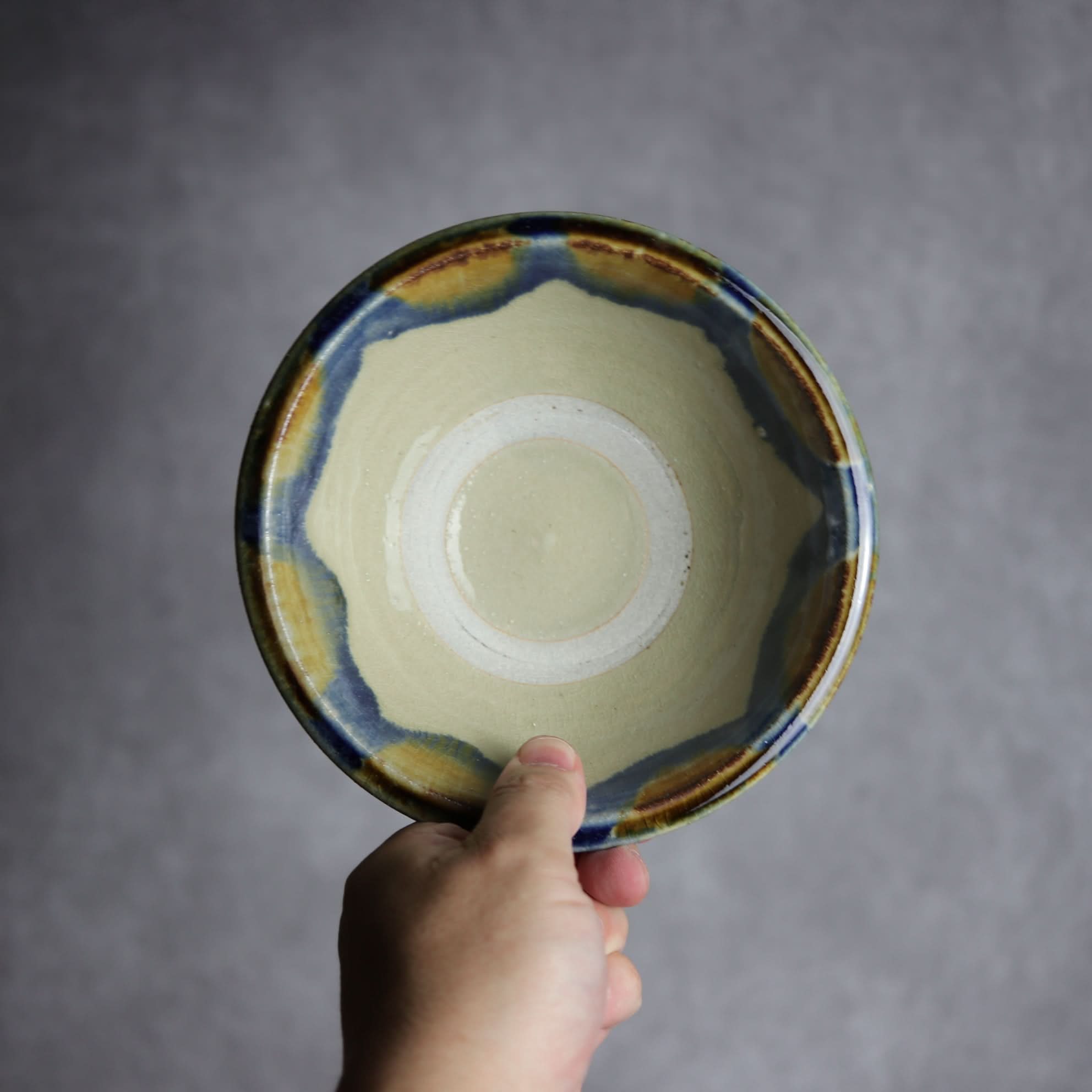 5寸ワンブー1 飴 呉須釉 海波紋 やちむん 陶器 北窯 松田米司工房 やちむん 陶器.
