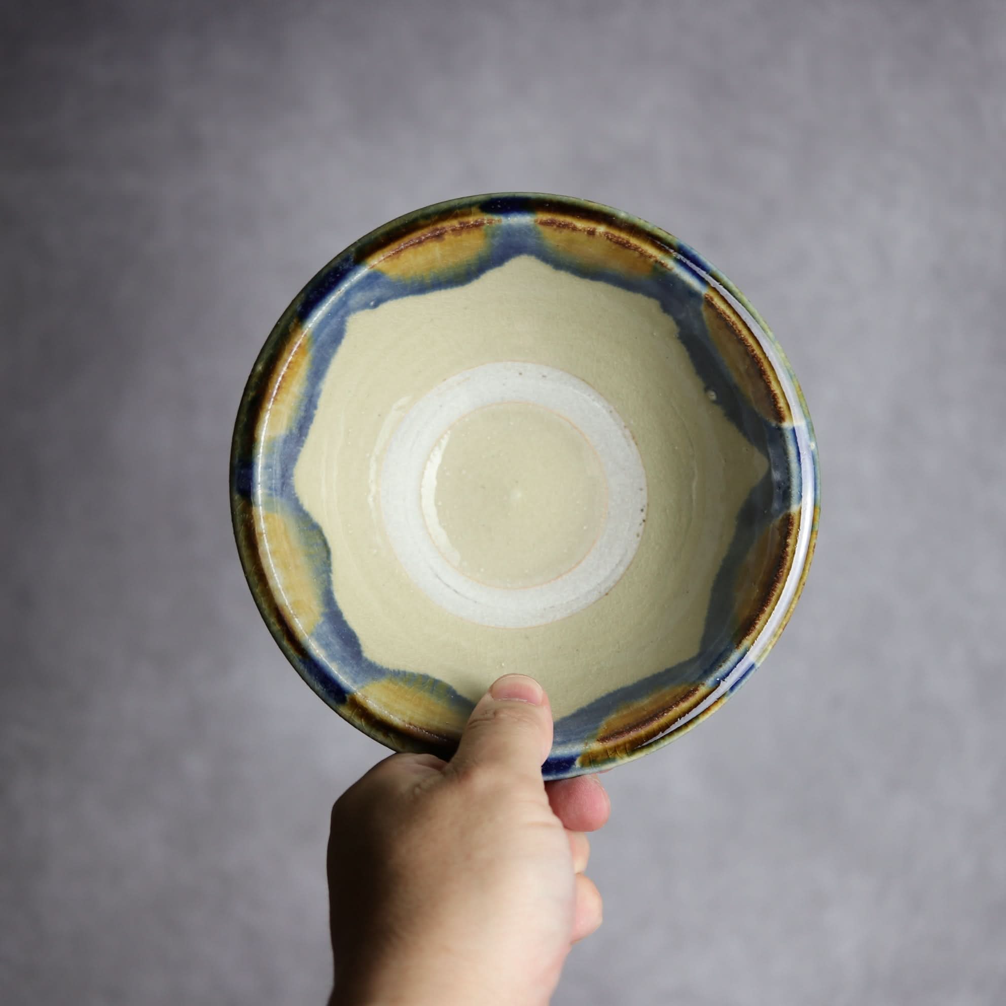 5寸ワンブー1 飴 呉須釉 海波紋 やちむん 陶器 北窯 松田米司工房 やちむん 陶器.