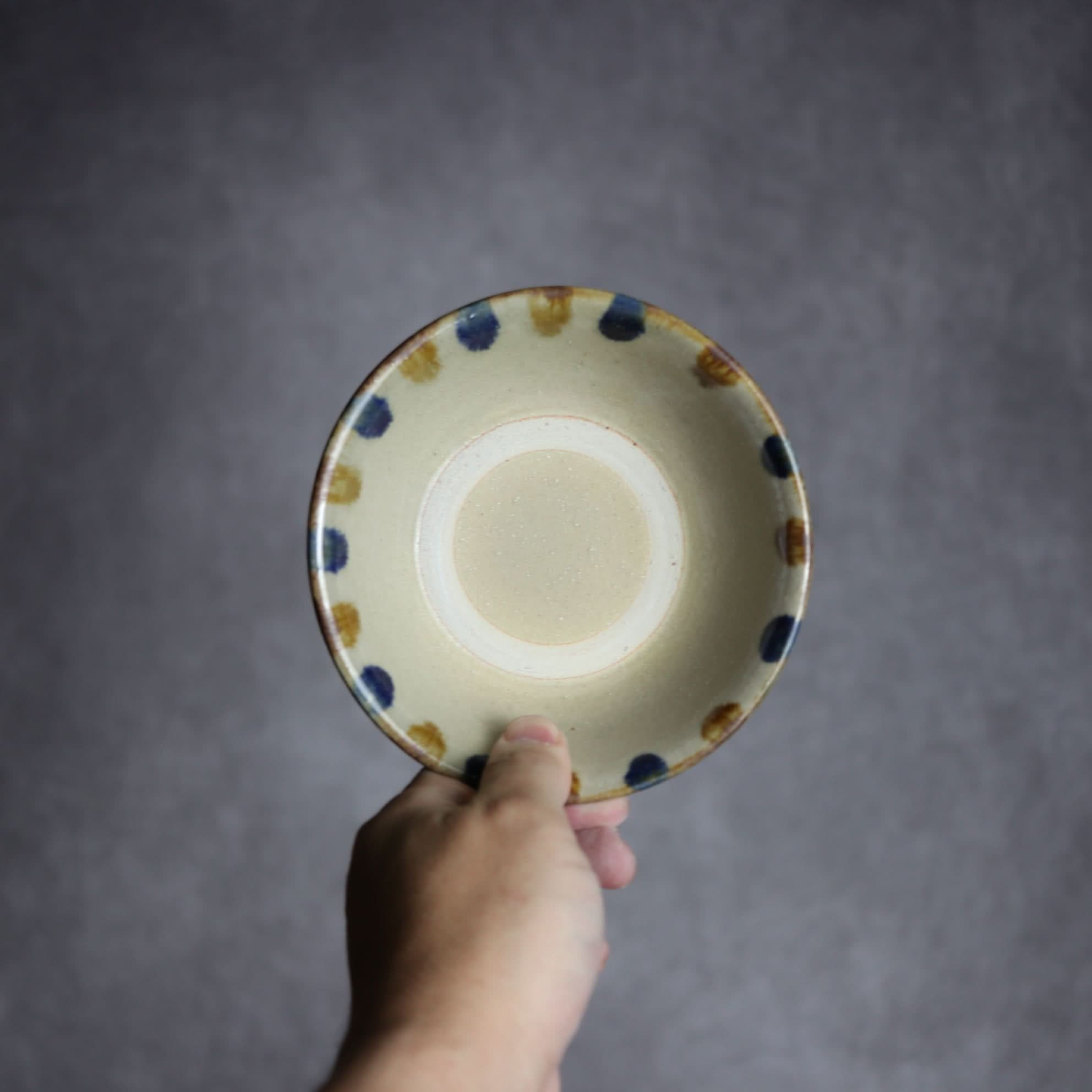 4寸安南鉢2 飴 呉須釉 点打 やちむん 陶器 北窯 松田米司工房 やちむん 陶器.