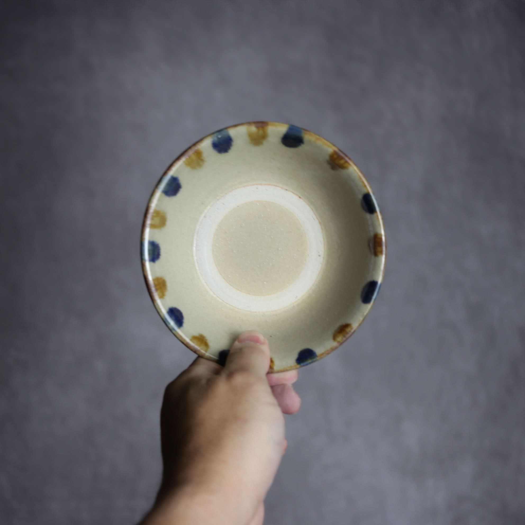 4寸安南鉢2 飴 呉須釉 点打 やちむん 陶器 北窯 松田米司工房 やちむん 陶器.