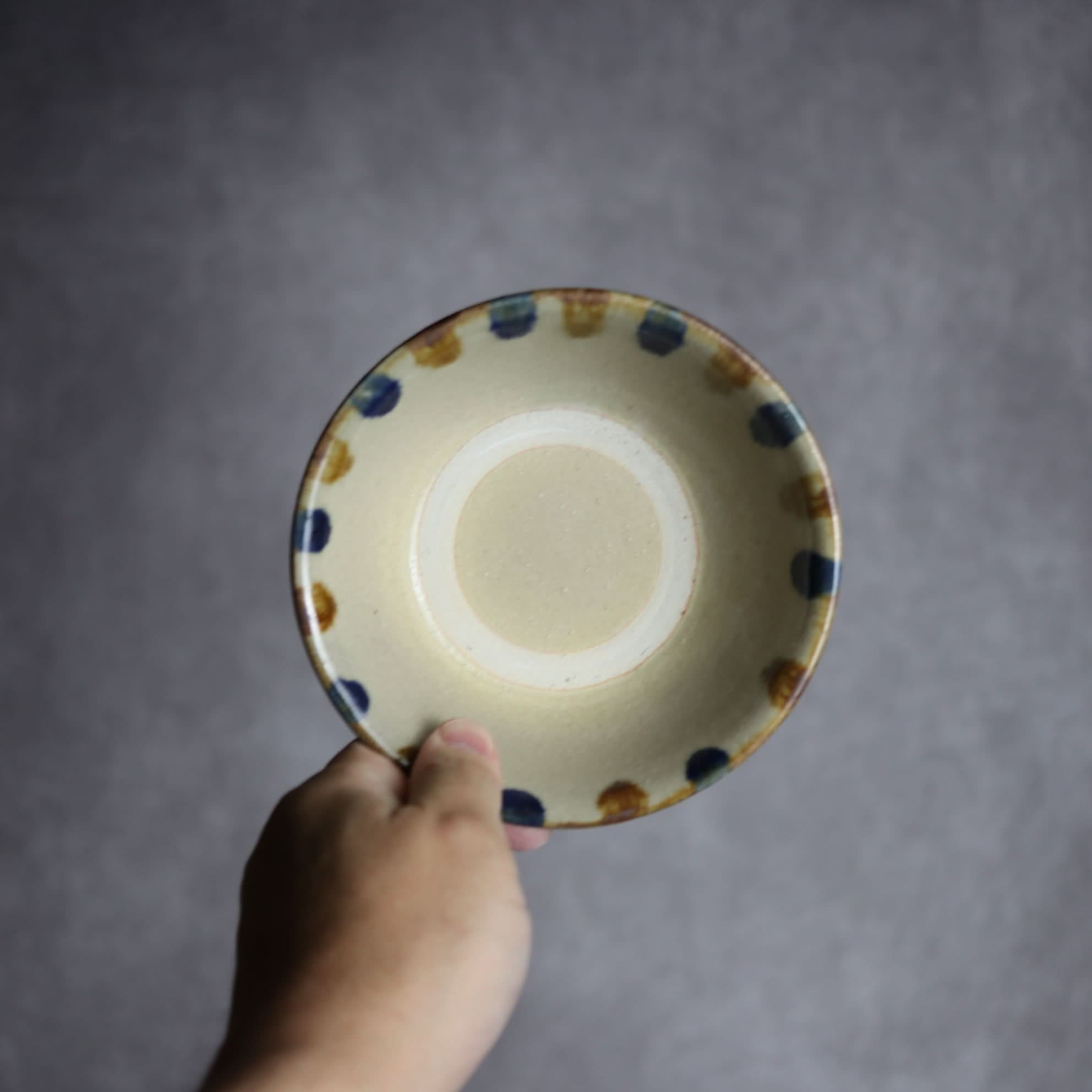 4寸安南鉢2 飴 呉須釉 点打 やちむん 陶器 北窯 松田米司工房 やちむん 陶器.