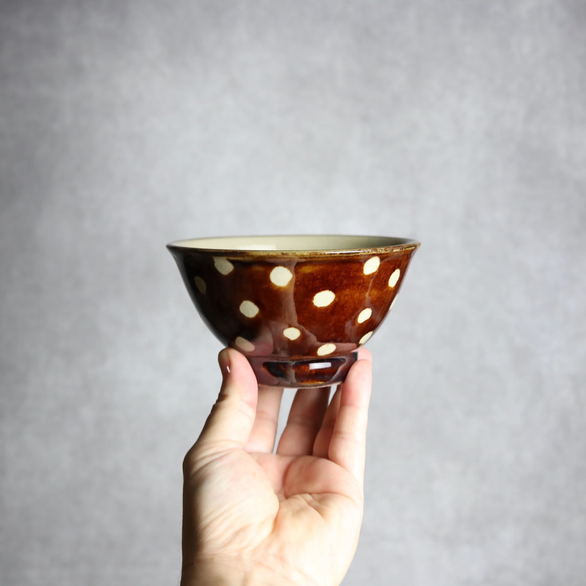 4寸マカイ 飴釉 蝋抜 点打 やちむん 陶器 真南風工房 やちむん 陶器.