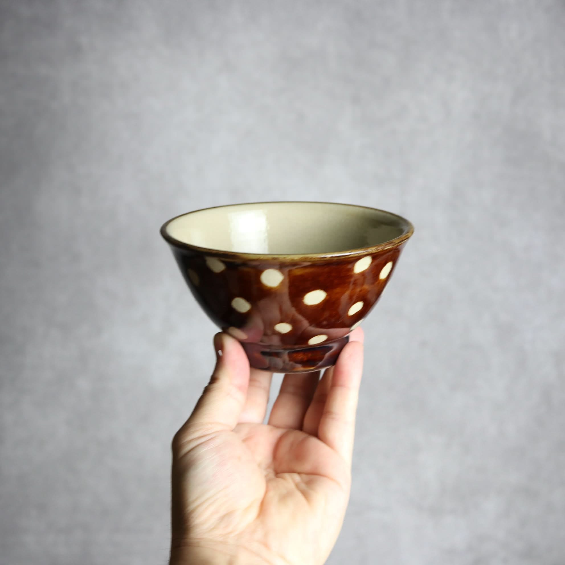 4寸マカイ 飴釉 蝋抜 点打 やちむん 陶器 真南風工房 やちむん 陶器.