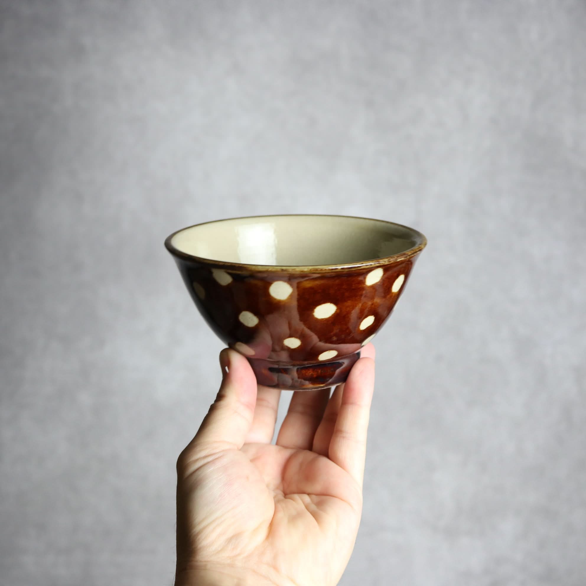 4寸マカイ 飴釉 蝋抜 点打 やちむん 陶器 真南風工房 やちむん 陶器.