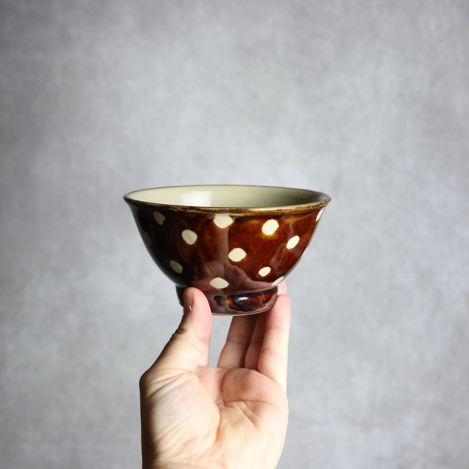 4寸マカイ 飴釉 蝋抜 点打 やちむん 陶器 真南風工房 やちむん 陶器.