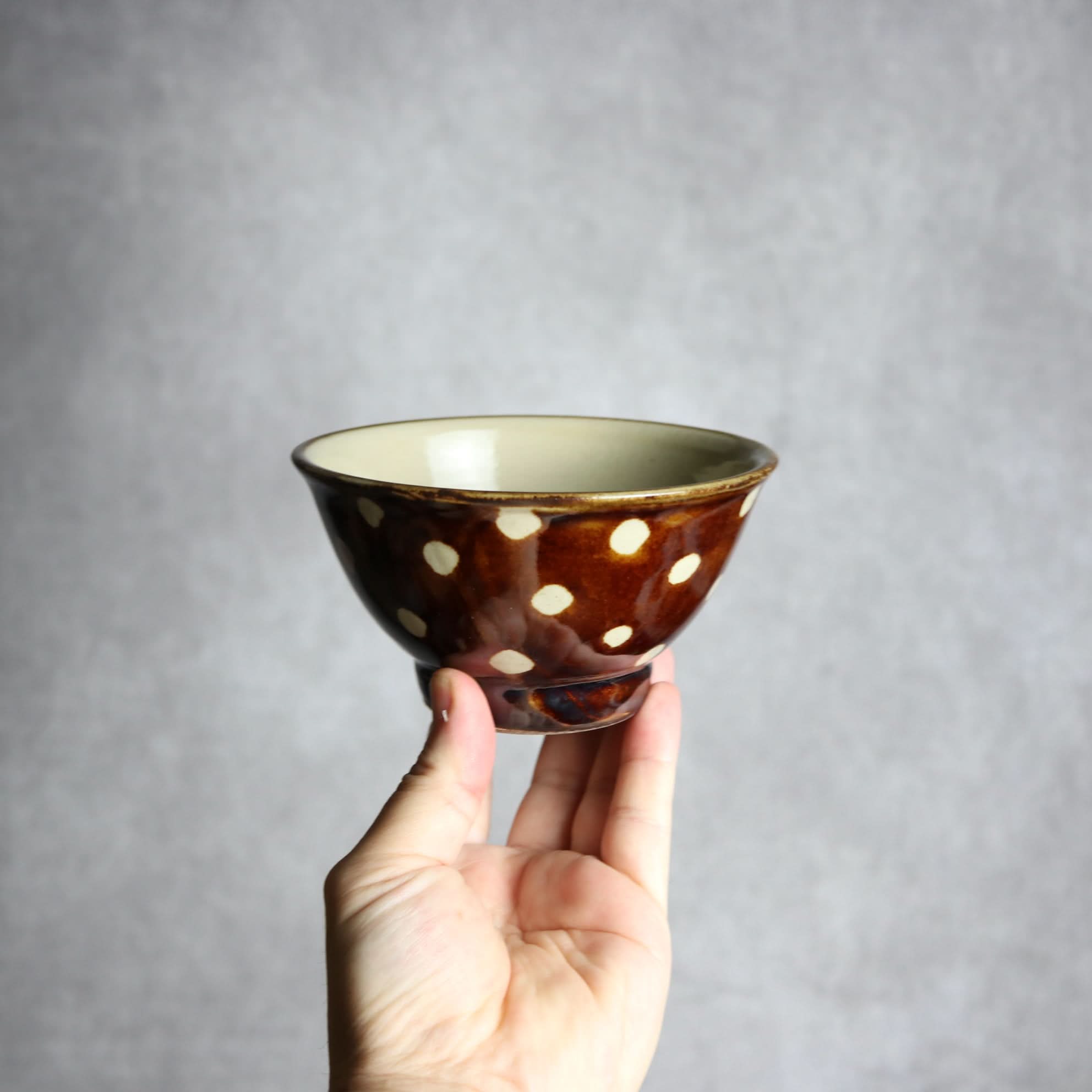 4寸マカイ 飴釉 蝋抜 点打 やちむん 陶器 真南風工房 やちむん 陶器.