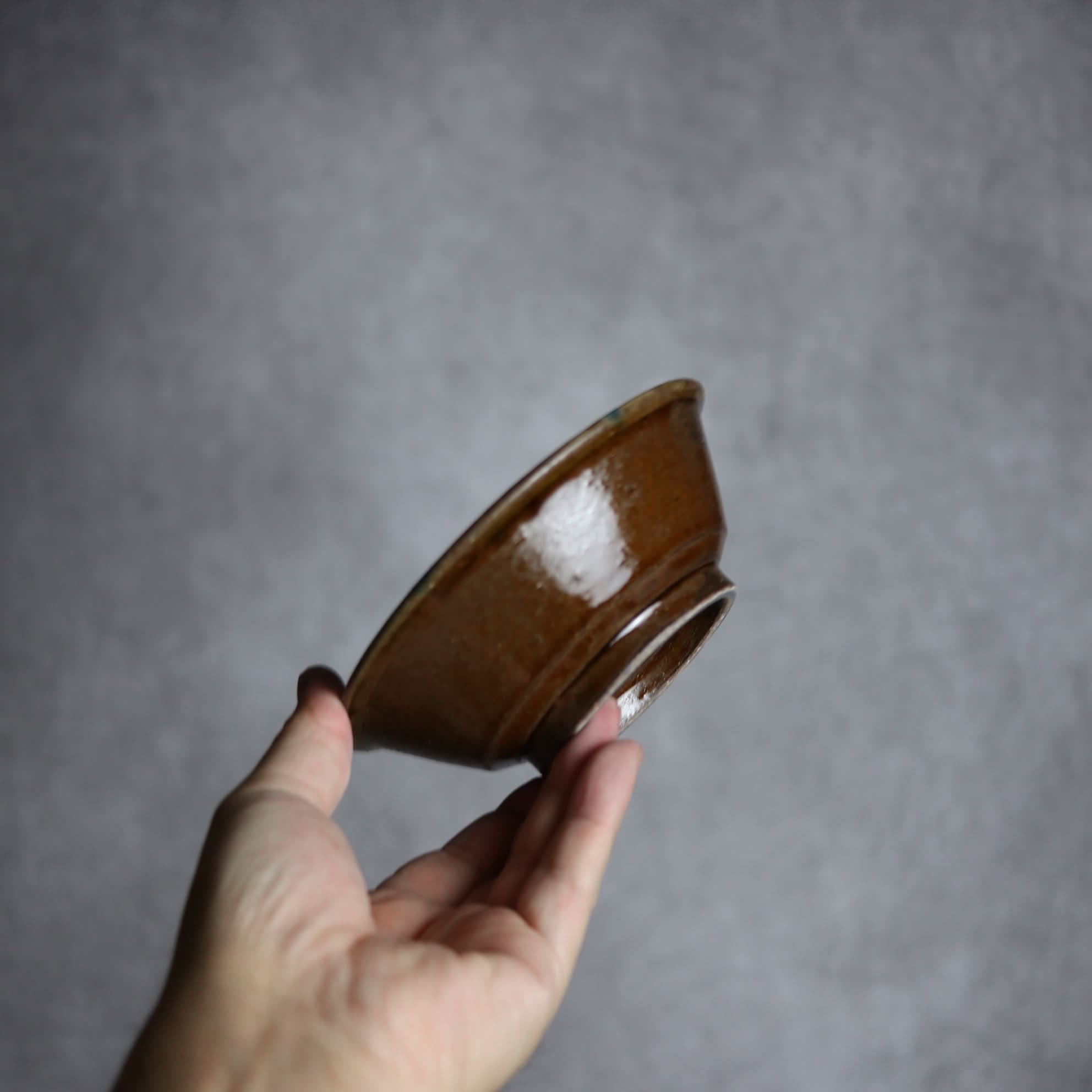 4寸安南鉢2 飴 呉須釉 点打 やちむん 陶器 北窯 松田米司工房 やちむん 陶器.