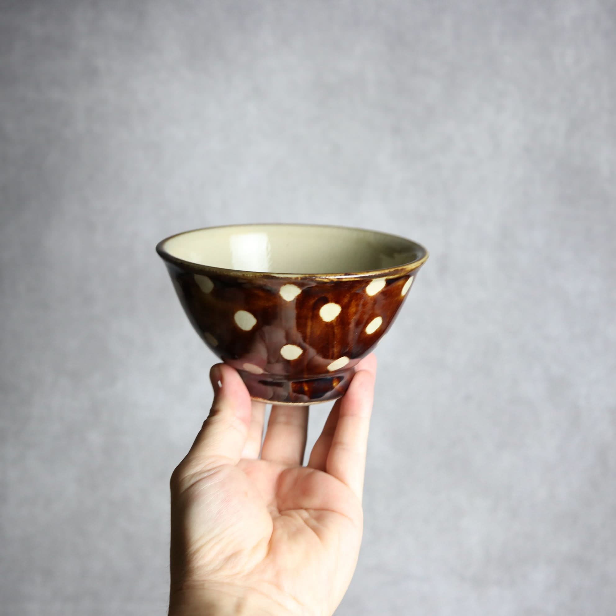 4寸マカイ 飴釉 蝋抜 点打 やちむん 陶器 真南風工房 やちむん 陶器.