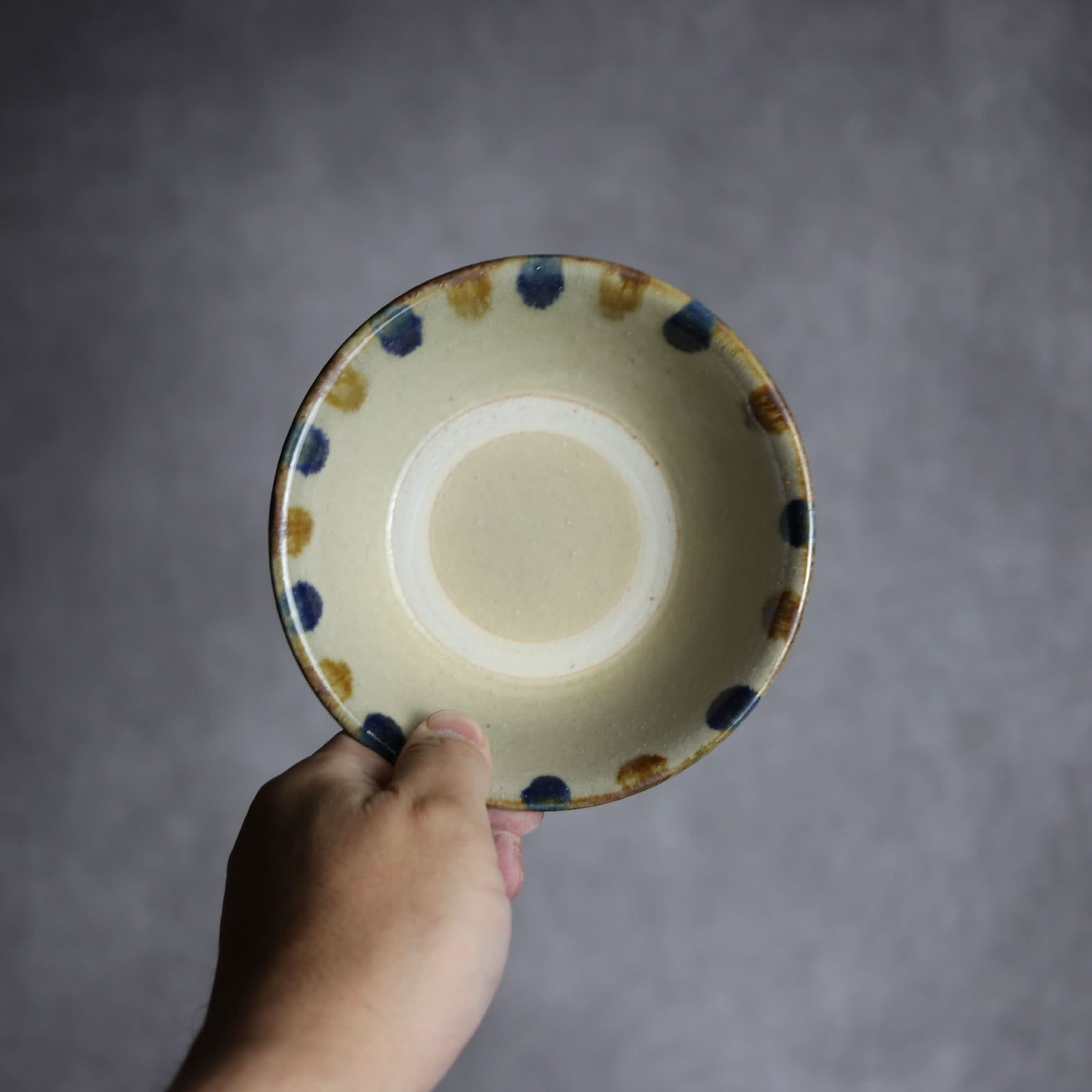 4寸安南鉢2 飴 呉須釉 点打 やちむん 陶器 北窯 松田米司工房 やちむん 陶器.