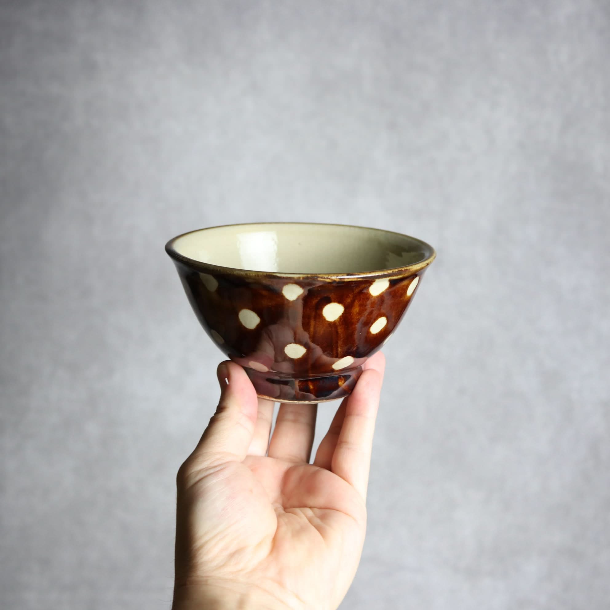 4寸マカイ 飴釉 蝋抜 点打 やちむん 陶器 真南風工房 やちむん 陶器.