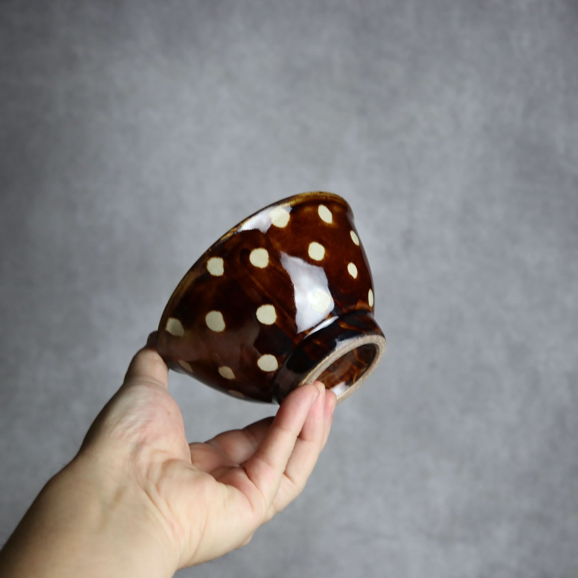 4寸マカイ 飴釉 蝋抜 点打 やちむん 陶器 真南風工房 やちむん 陶器.