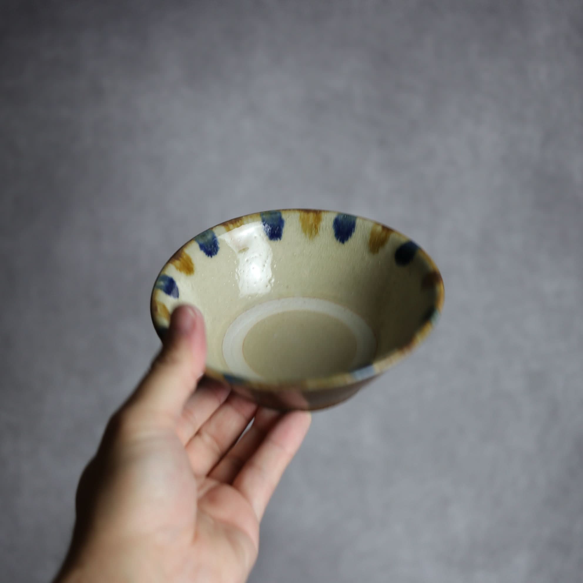 4寸安南鉢2 飴 呉須釉 点打 やちむん 陶器 北窯 松田米司工房 やちむん 陶器.