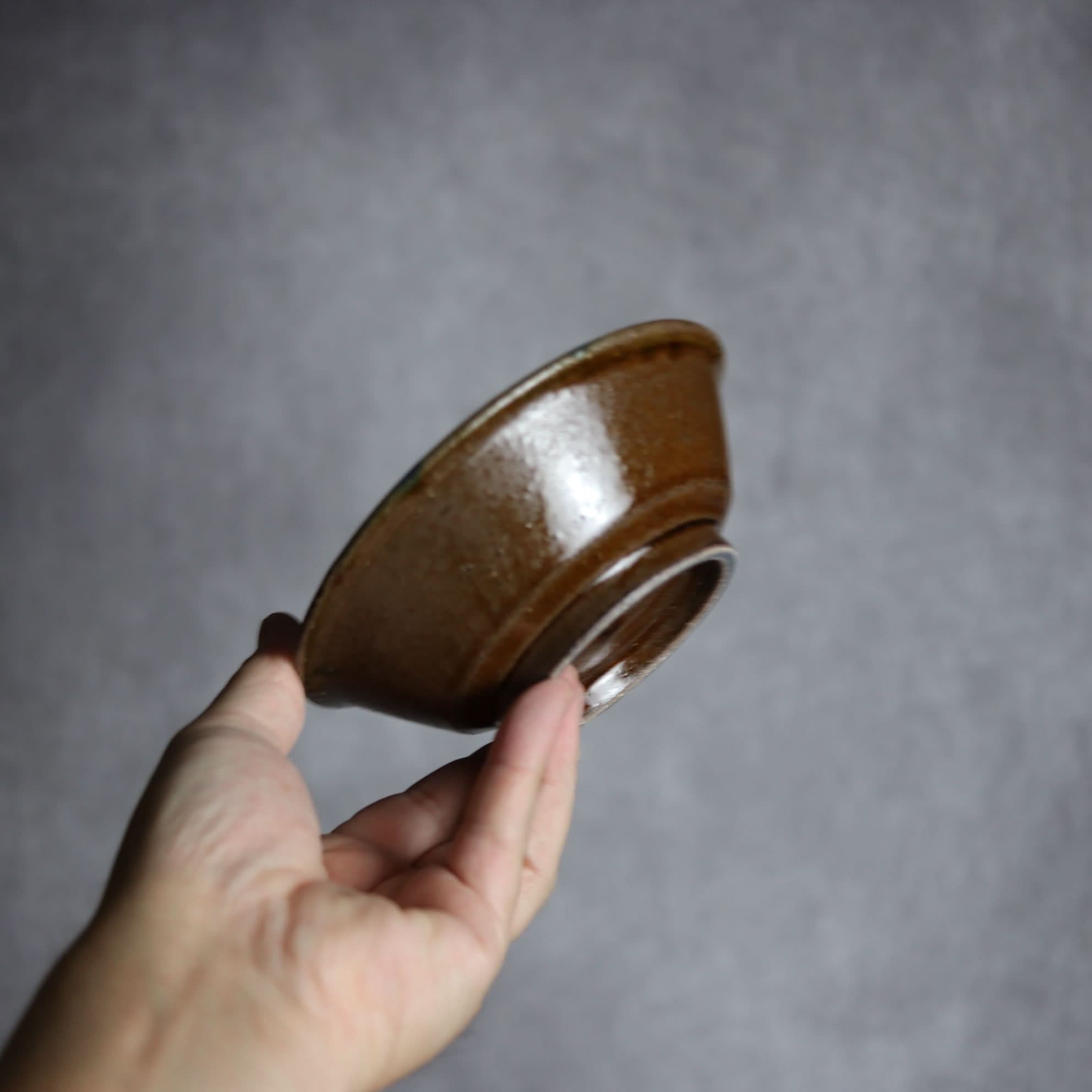 4寸安南鉢2 飴 呉須釉 点打 やちむん 陶器 北窯 松田米司工房 やちむん 陶器.