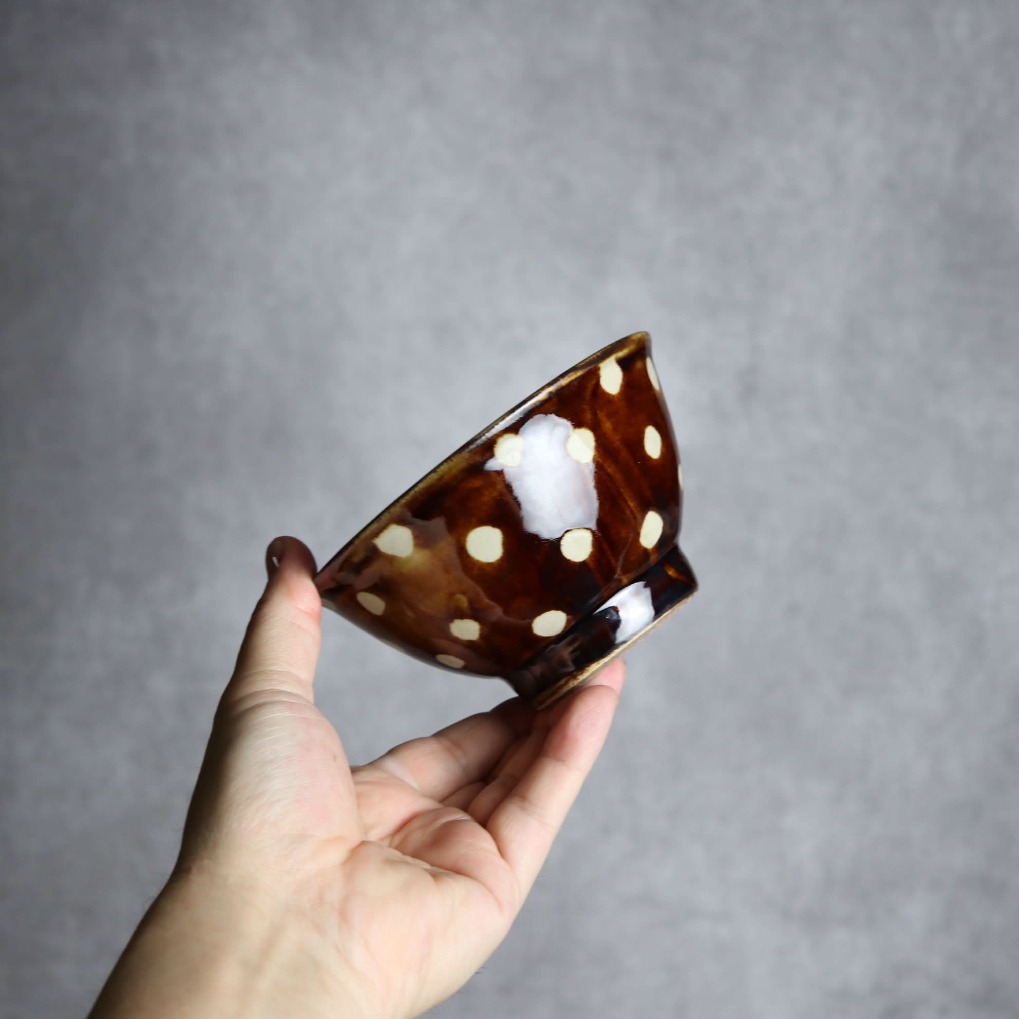 4寸マカイ 飴釉 蝋抜 点打 やちむん 陶器 真南風工房 やちむん 陶器.