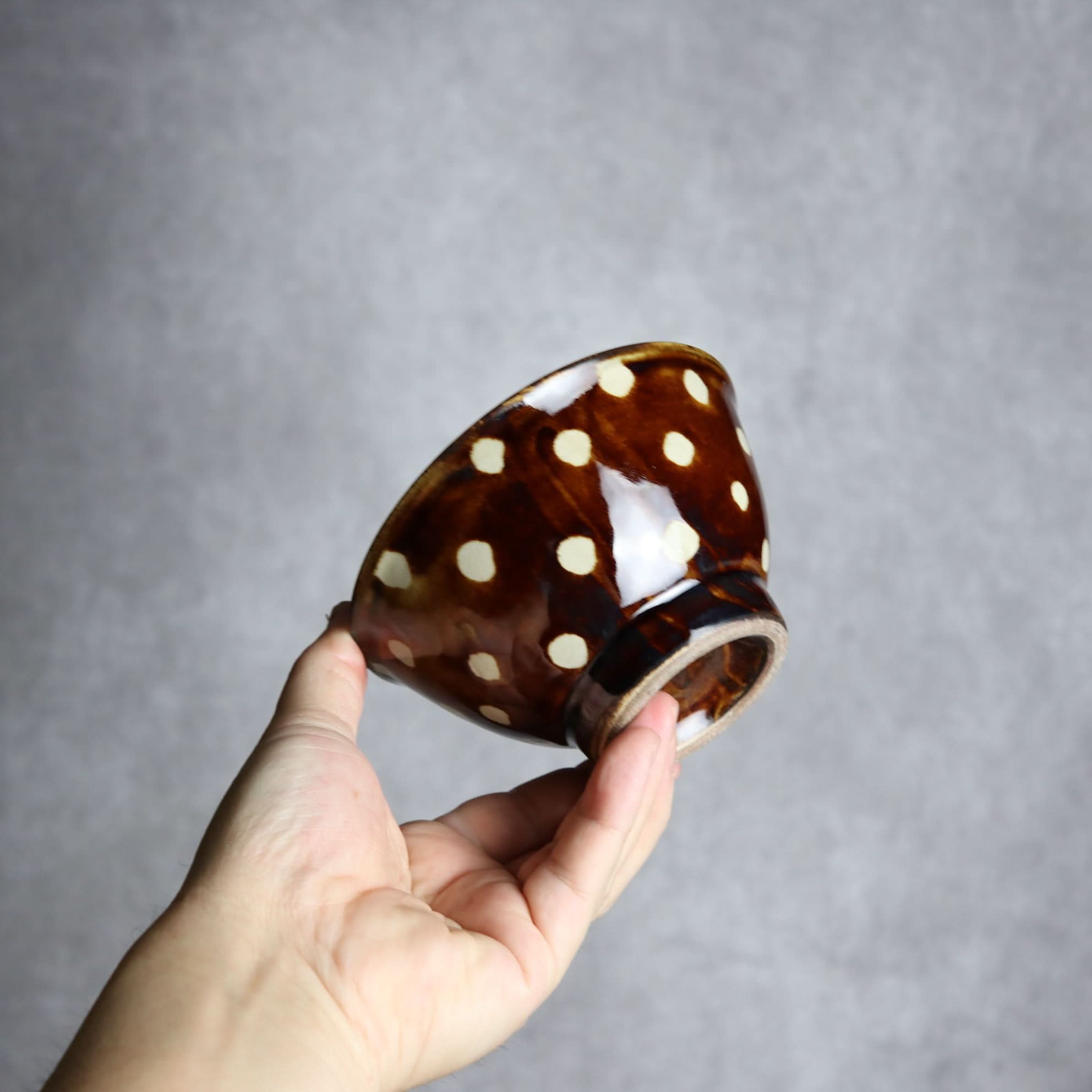 4寸マカイ 飴釉 蝋抜 点打 やちむん 陶器 真南風工房 やちむん 陶器.