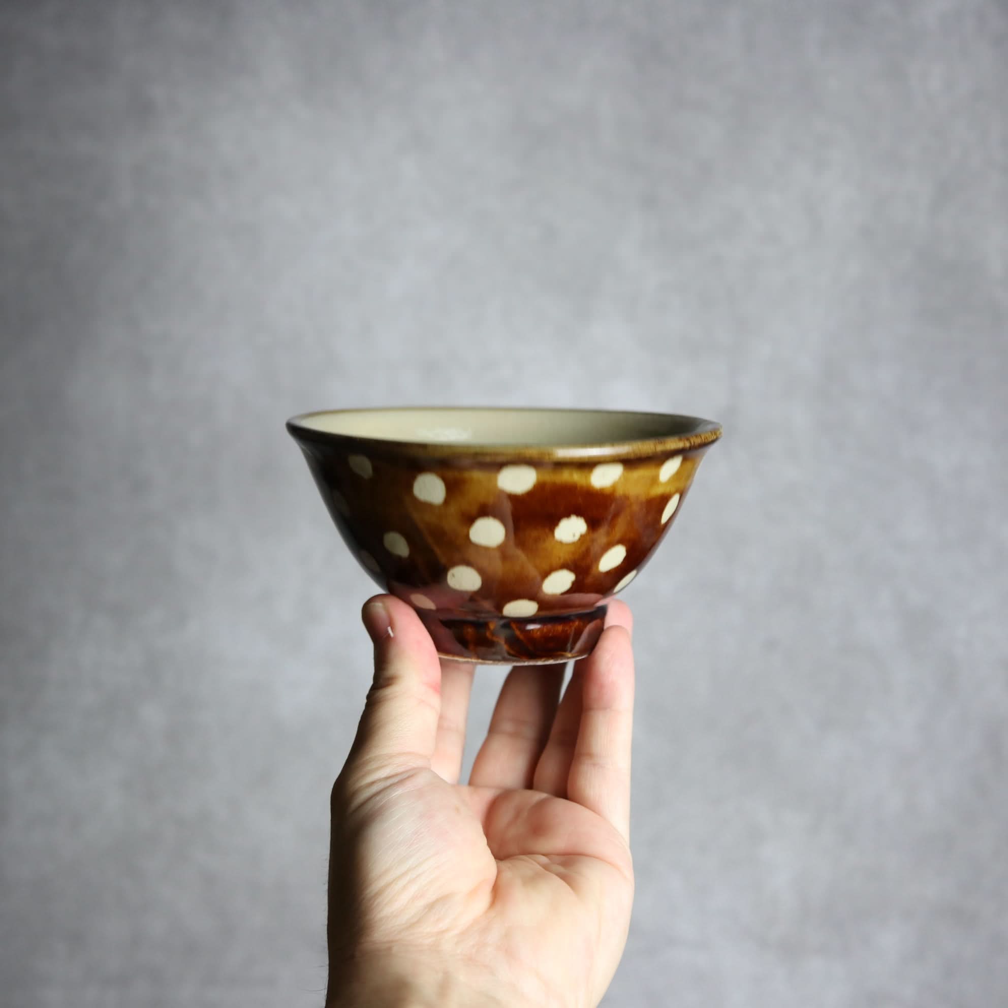 4寸マカイ 飴釉 蝋抜 点打 やちむん 陶器 真南風工房 やちむん 陶器.