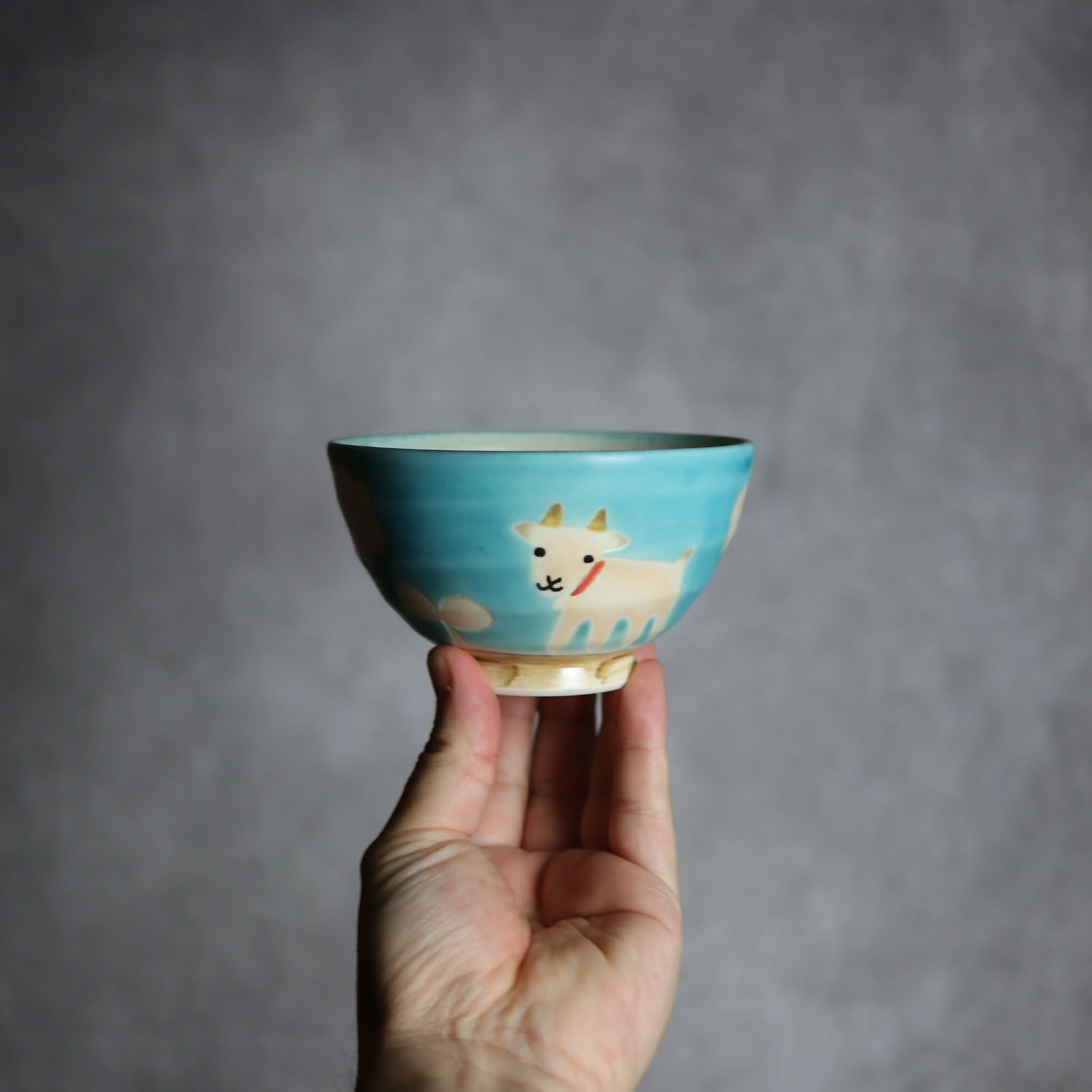 お茶碗 ヤギ2 やちむん 陶器 atelier qucchane やちむん 陶器.