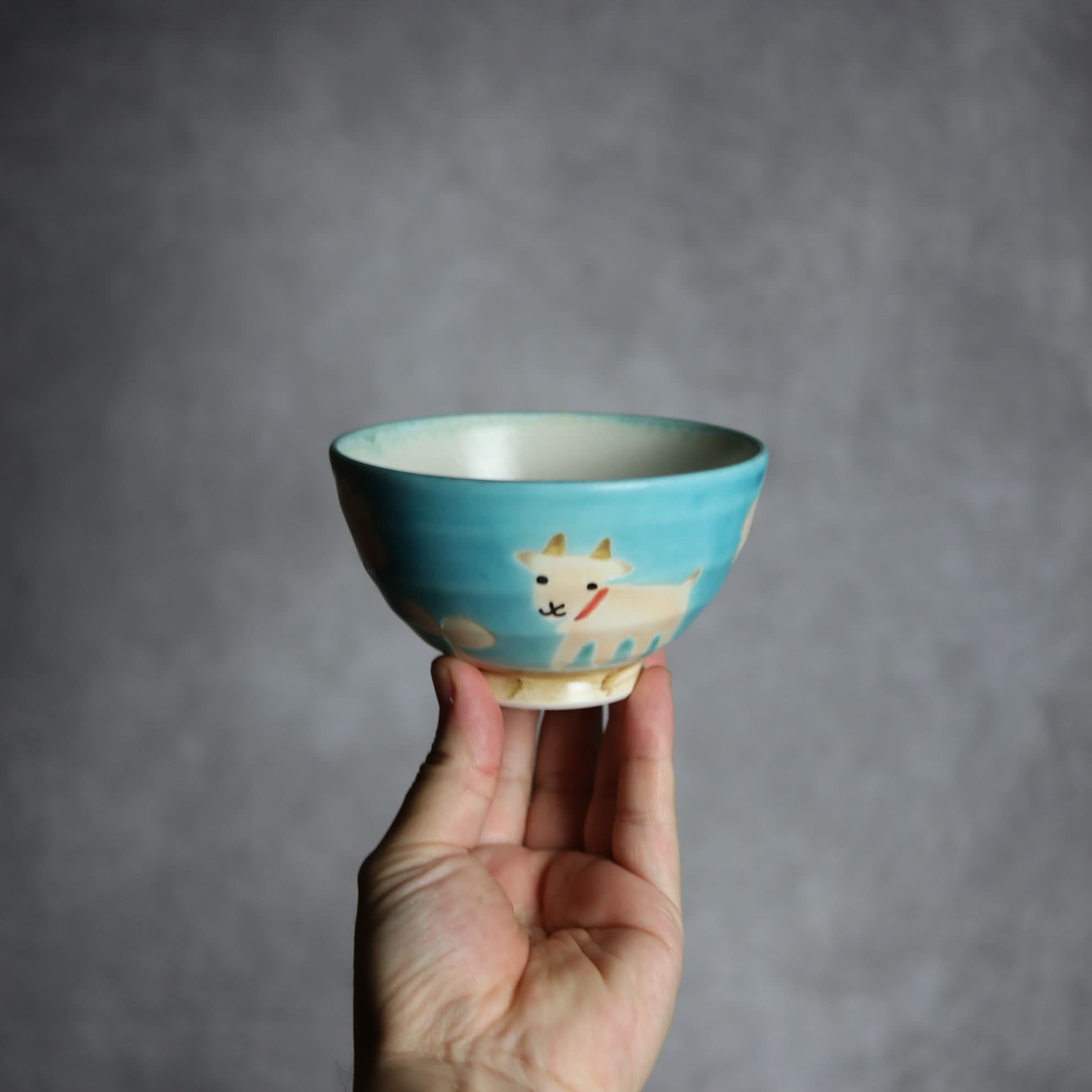 お茶碗 ヤギ2 やちむん 陶器 atelier qucchane やちむん 陶器.
